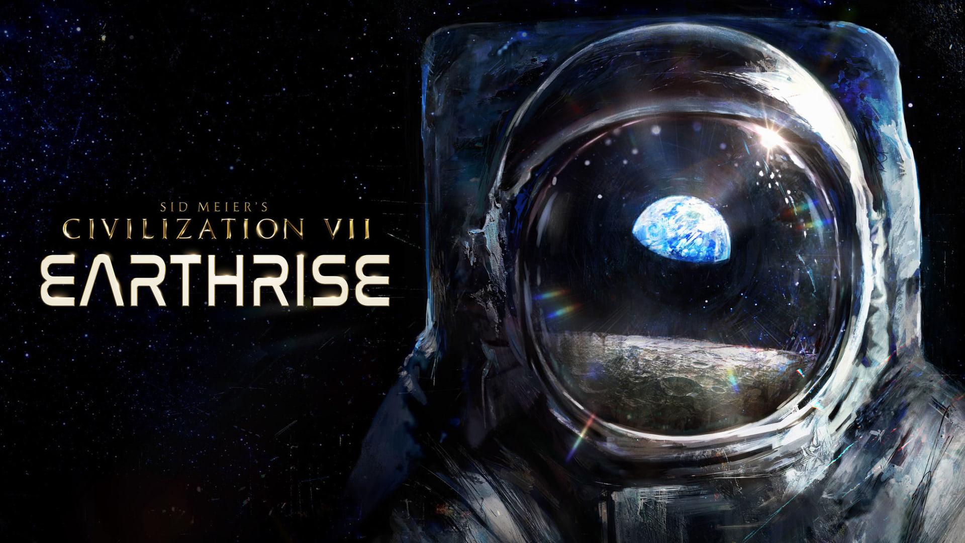 نمای کره زمین از داخل کلاه خوذه فضانورد در بازی Civilization 7 (Earthrise)