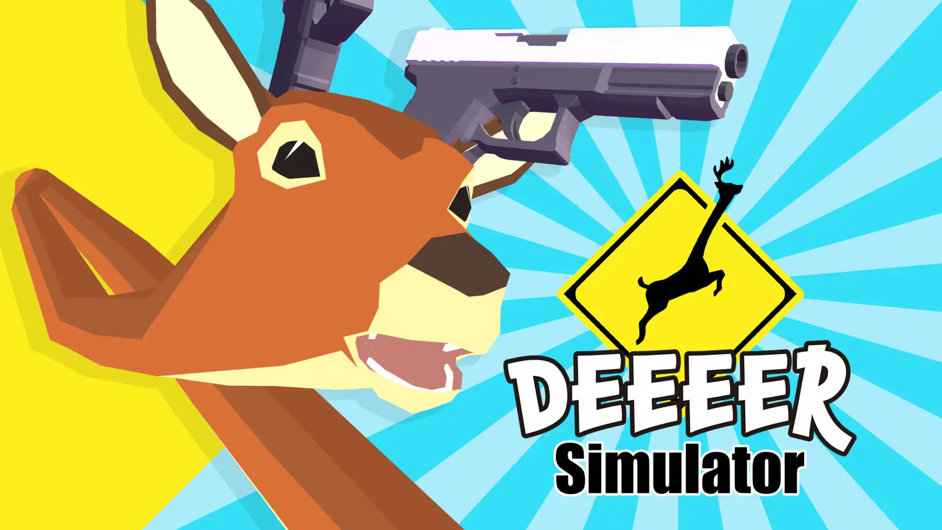 گوزن کارتونی در بازی DEEEER Simulator (DEEEER Simulator) با یک اسلحه