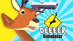 گوزن کارتونی در بازی DEEEER Simulator (DEEEER Simulator) با یک اسلحه