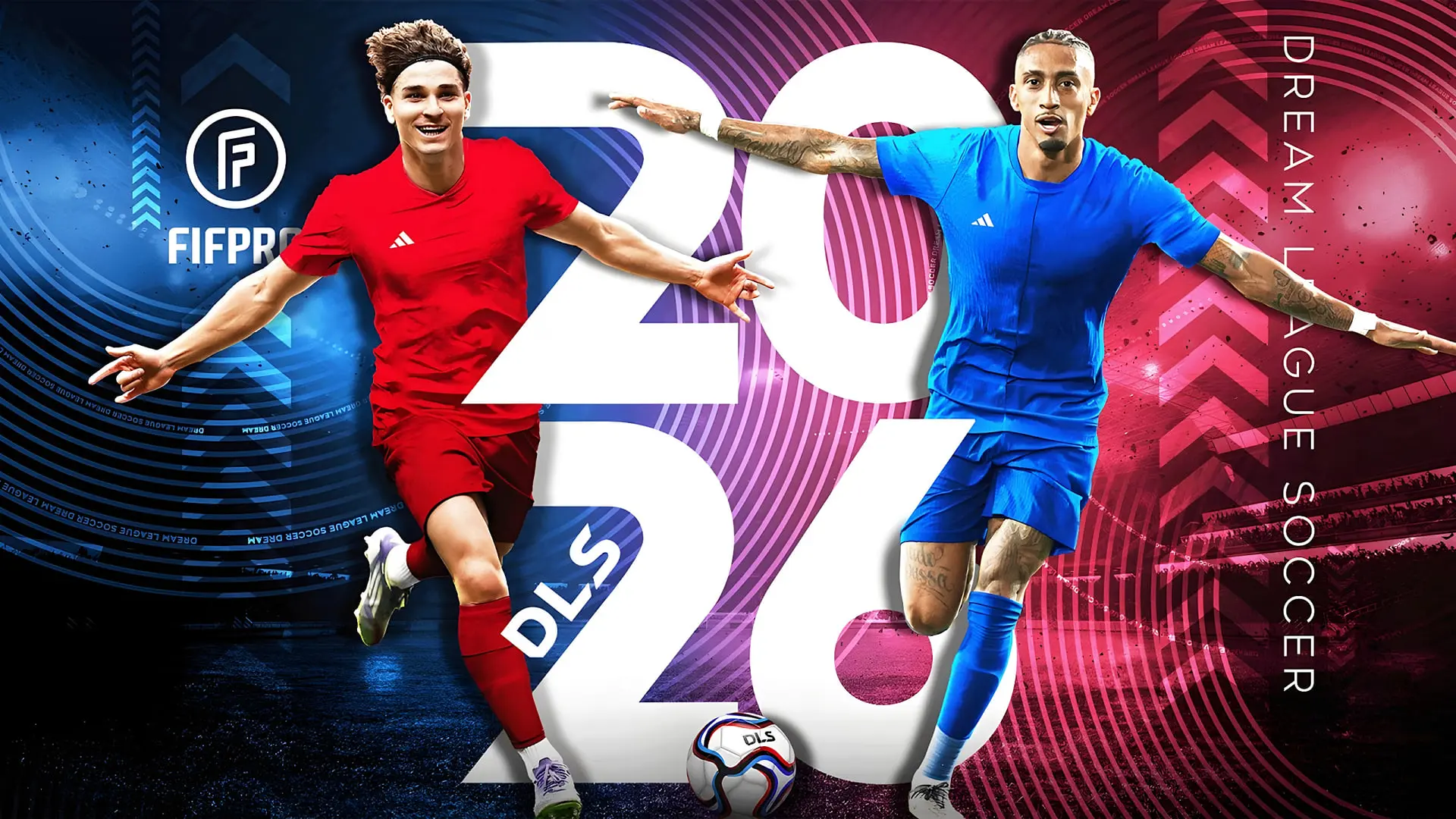 فوتبالیست‌های بازی Dream League Soccer (DLS) در حال بازی فوتبال