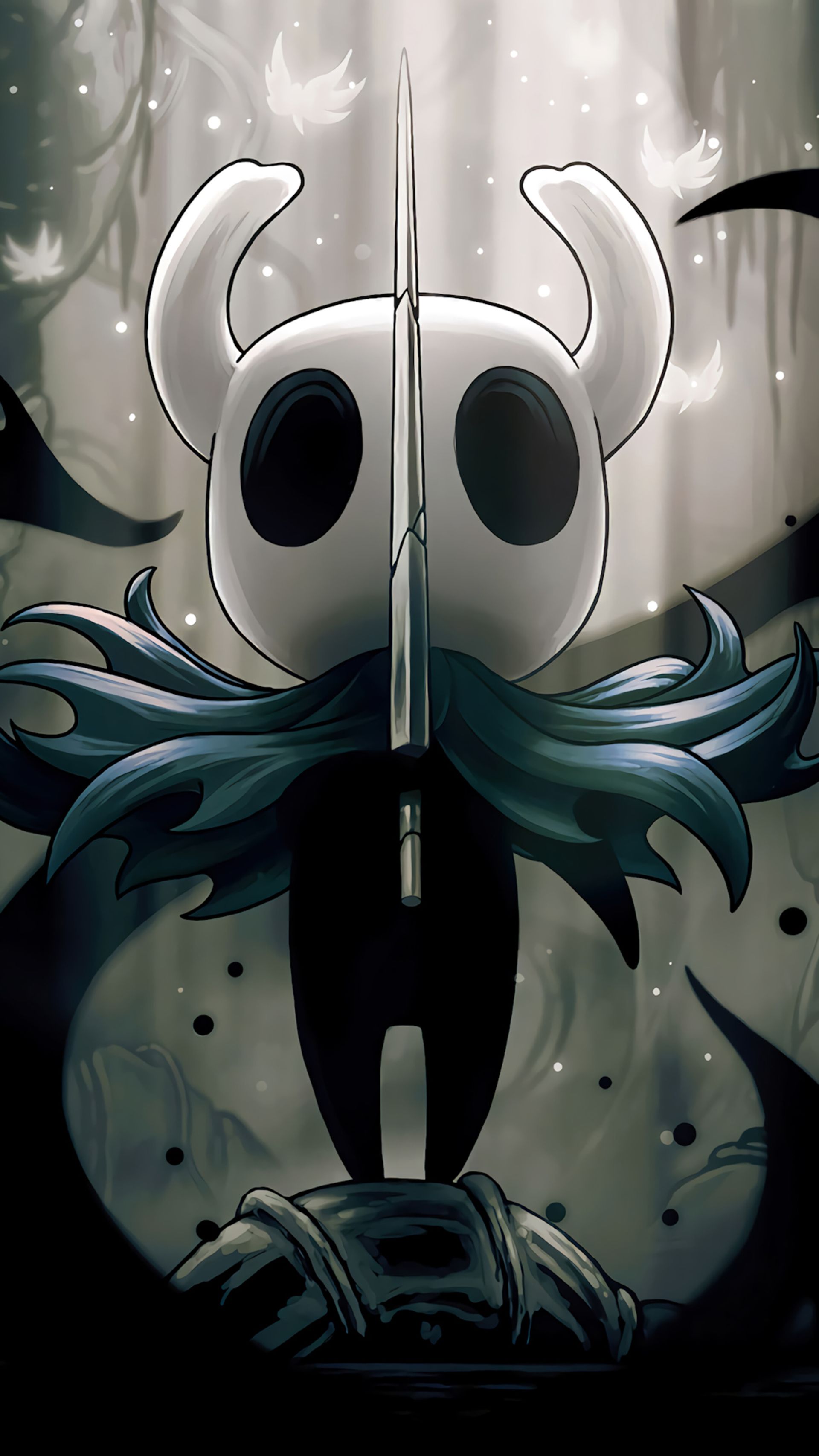 احاطه شدن The Knight (شوالیه) توسط تاریکی در بازی Hollow Knight