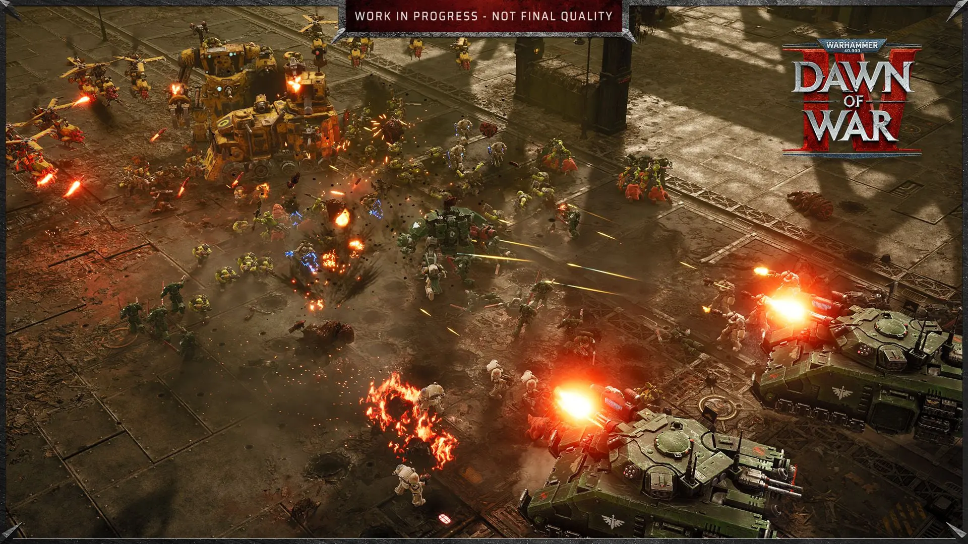 نبرد نیروهای اسپیس مارین (Space Marine) با ارتش‌های دشمن در بازی Dawn of War 4