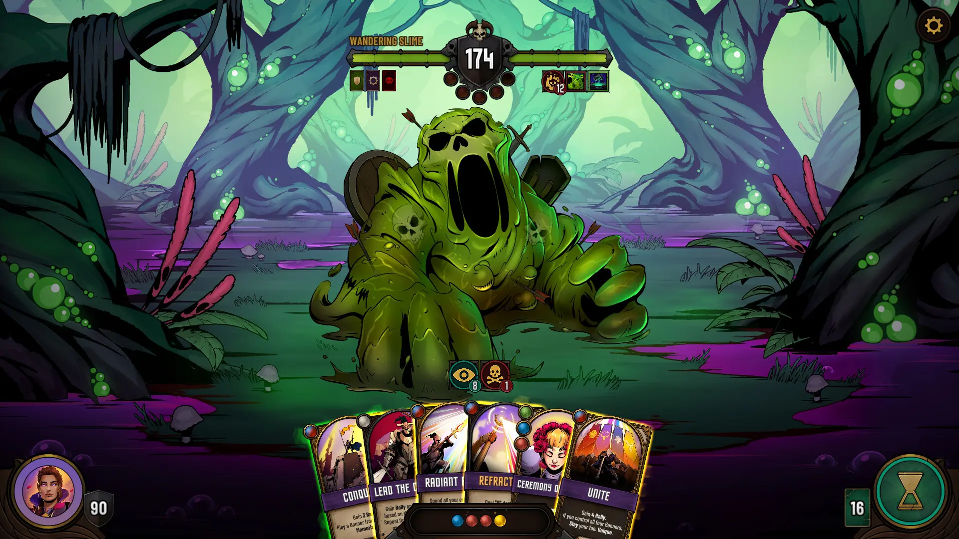 گیم‌پلی بازی موبایل Dawncaster Deckbuilding RPG