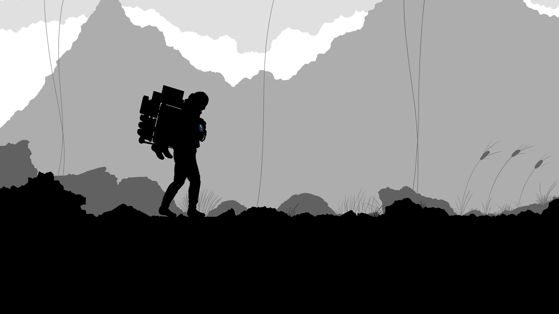 یک تصویر مینیمال و خاکستری از بازی Death Stranding
