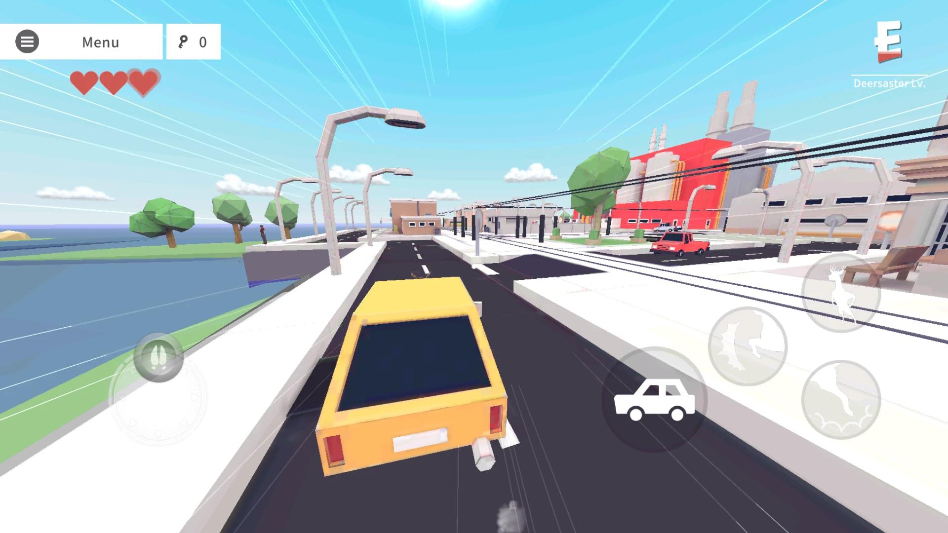 گوزن در بازی شبیه‌ساز DEEEER Simulator در حال حرکت در خیابان
