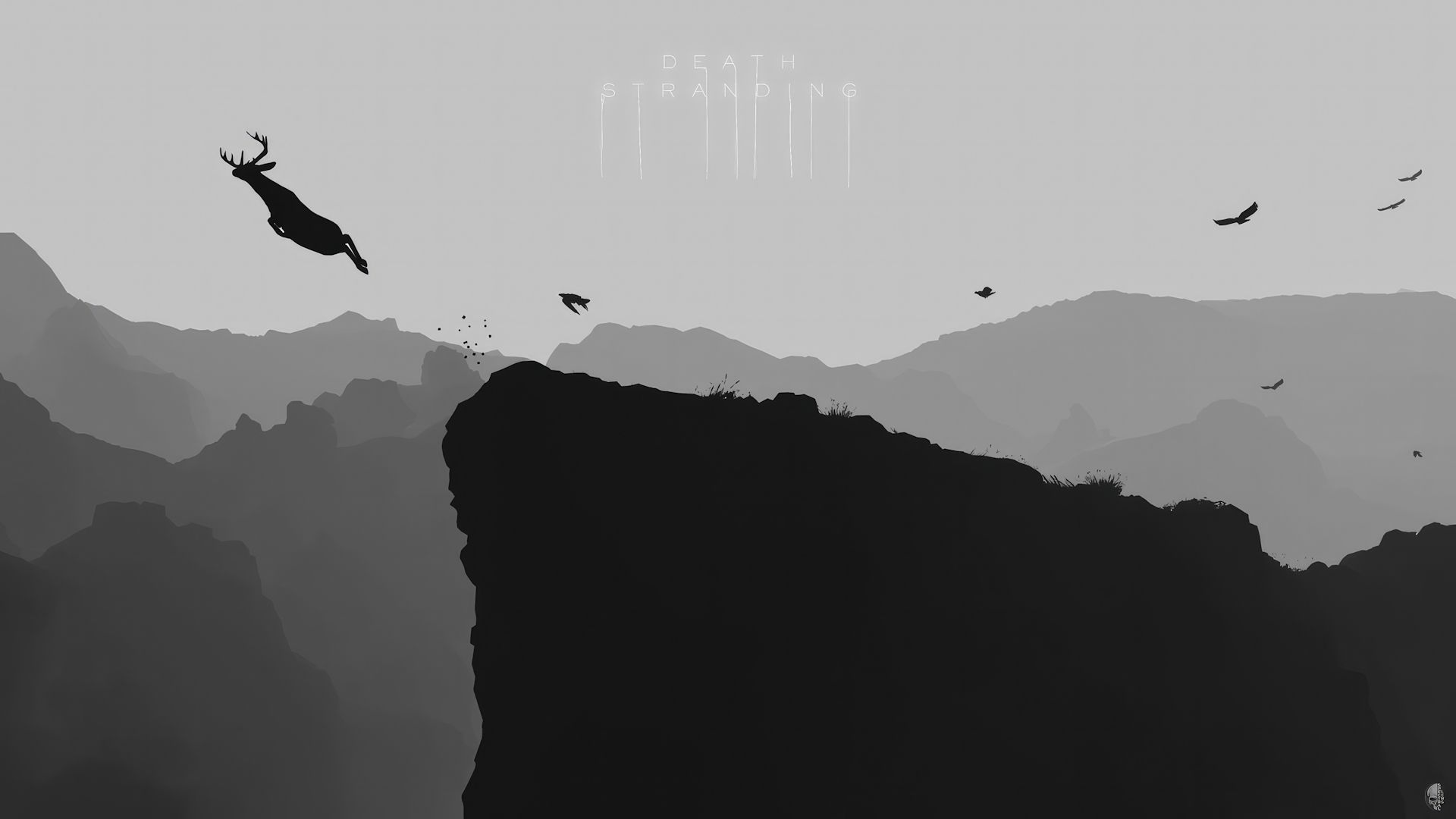 پرش گوزن از لبه کوه در آرت‌ورک رسمی بازی Death Stranding