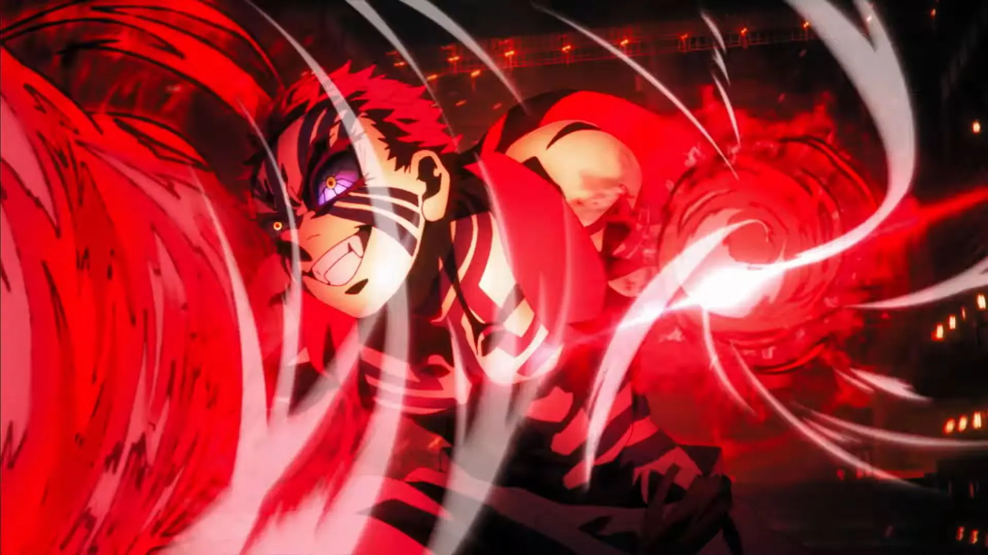 حمله آکازا به تانجیرو در انیمه‌ Demon Slayer: Kimetsu no Yaiba – Infinity Castle Movie 1