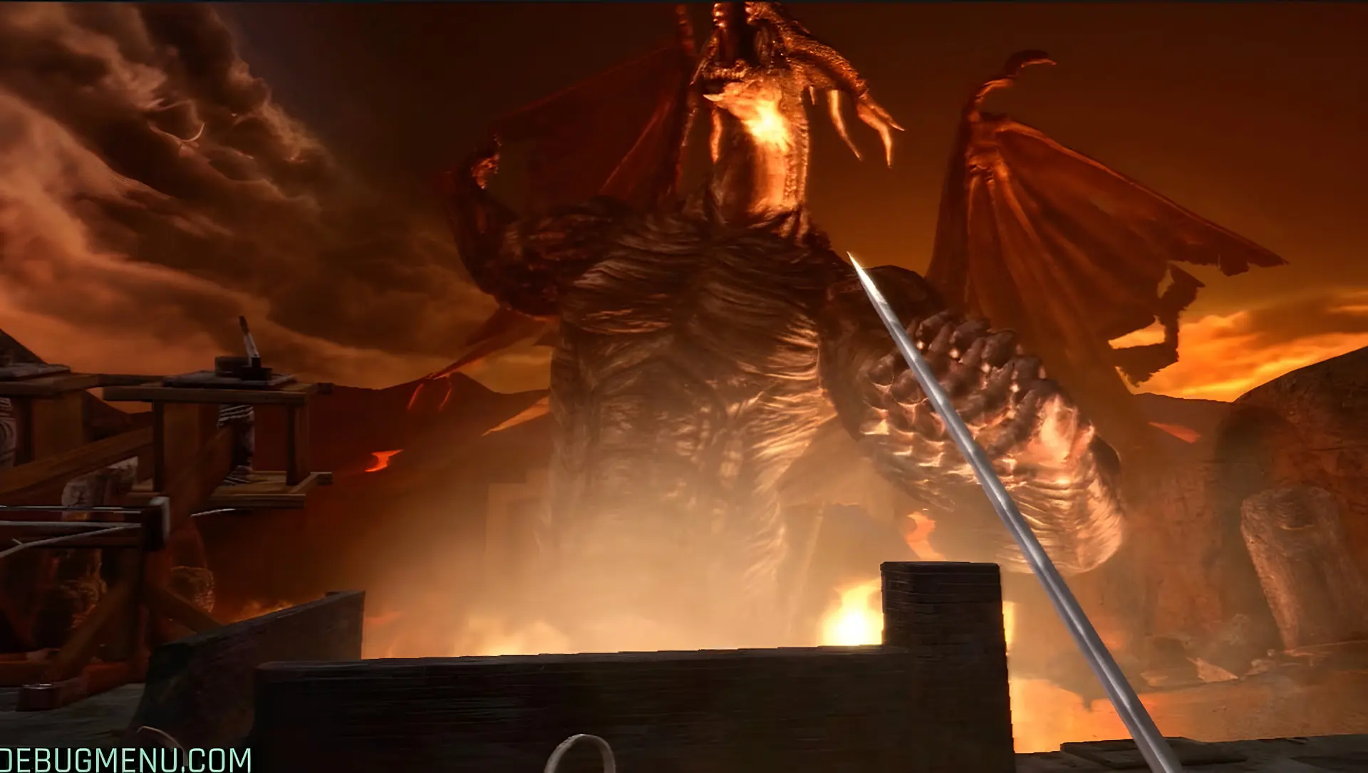 اژدهای عظیم‌الجثه در محیط آتشین بازی Demon's Souls