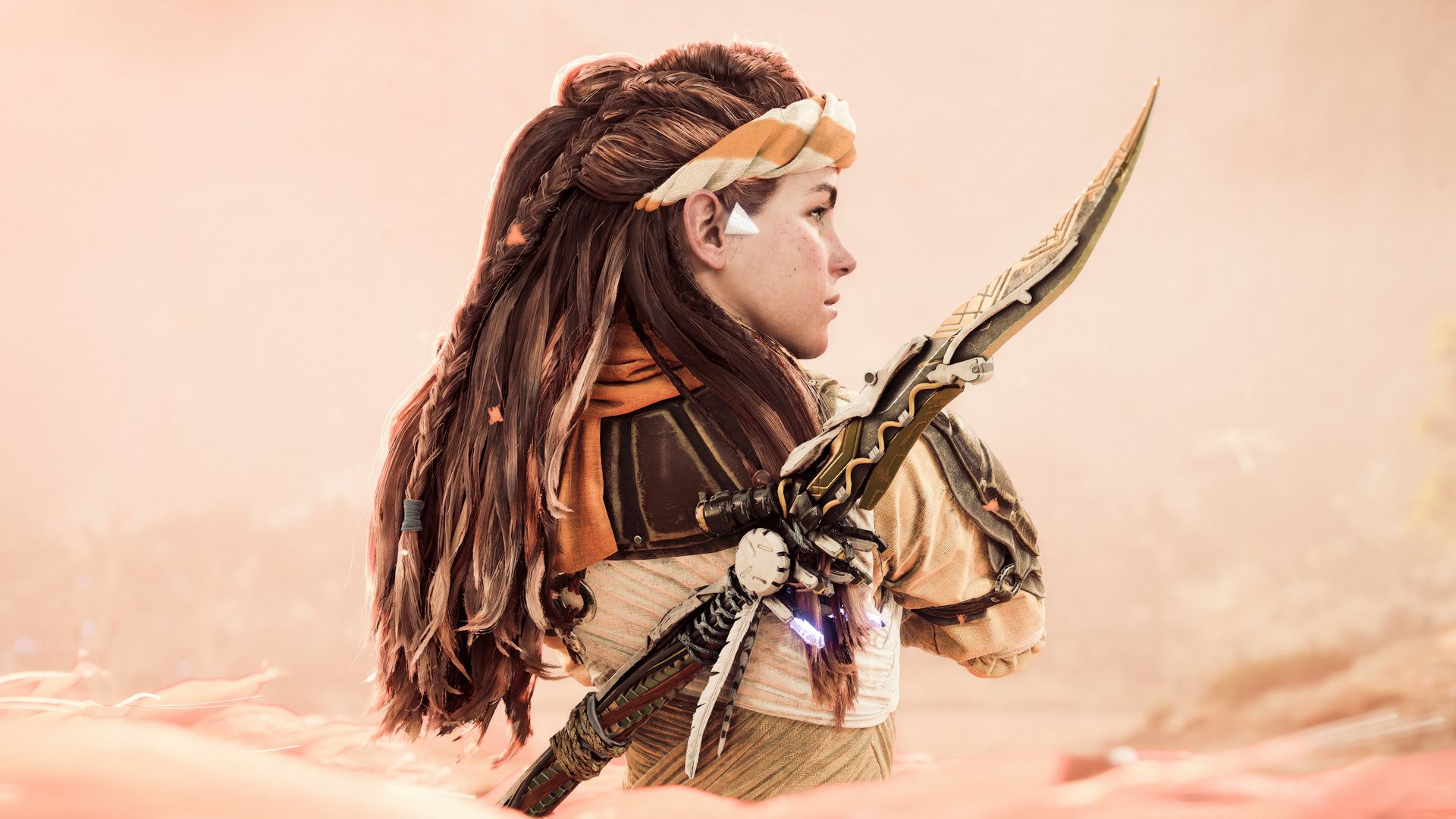 الوی (Aloy) در محیط بیابانی بازی Horizon Forbidden West