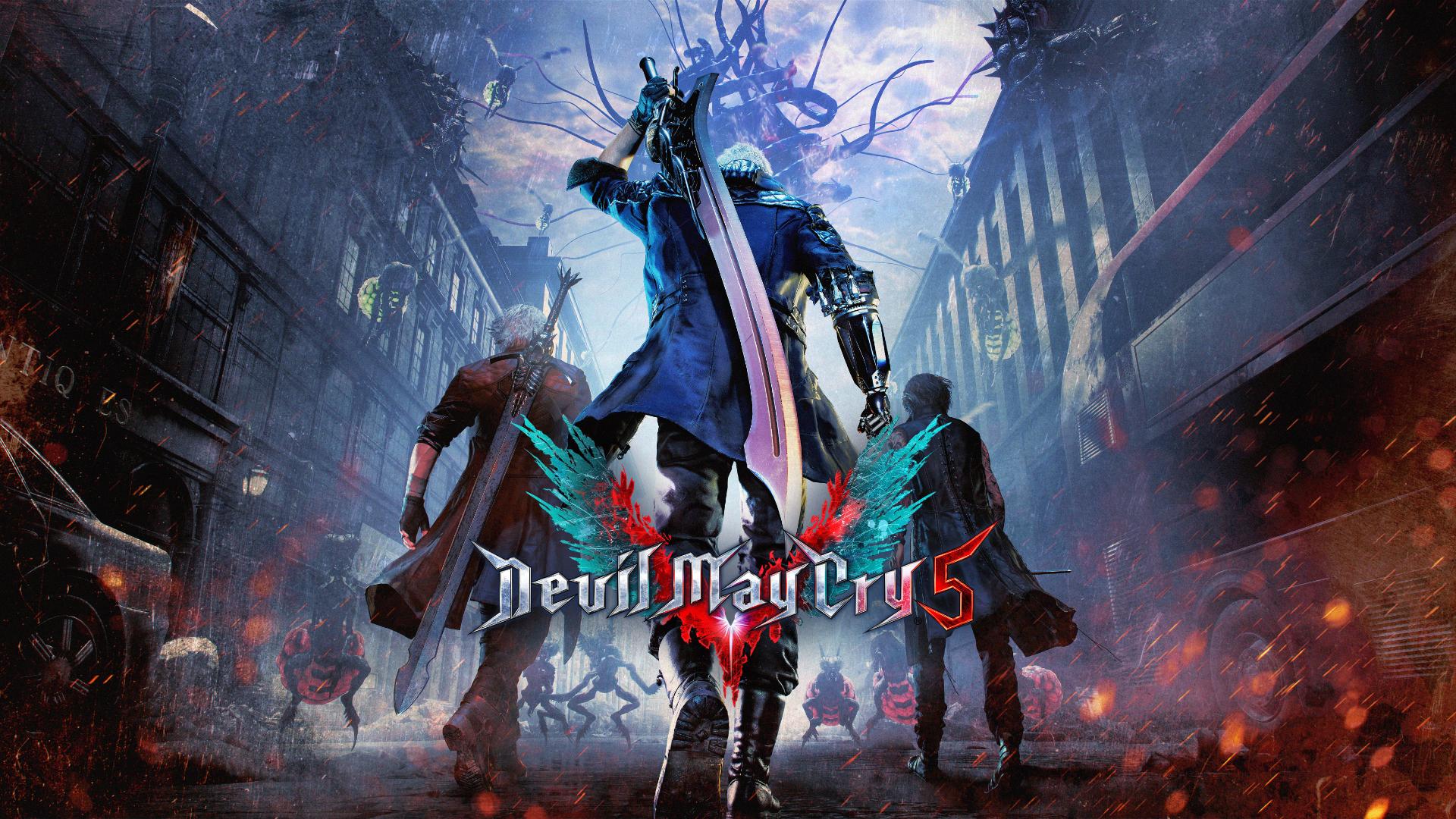 کاور (پوستر) بازی Devil May Cry 5 با حضور شخصیت‌های اصلی