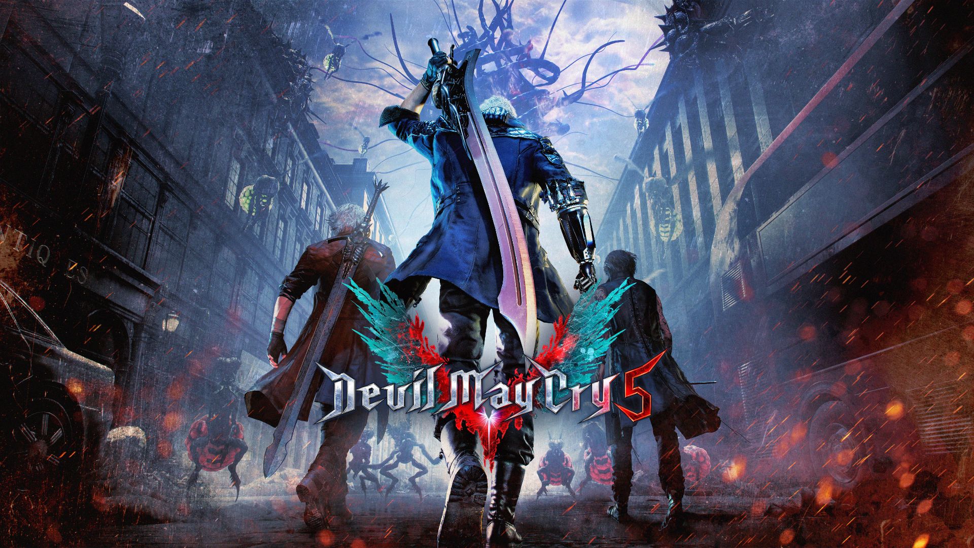 کاور (پوستر) بازی Devil May Cry 5 با حضور شخصیت‌های اصلی