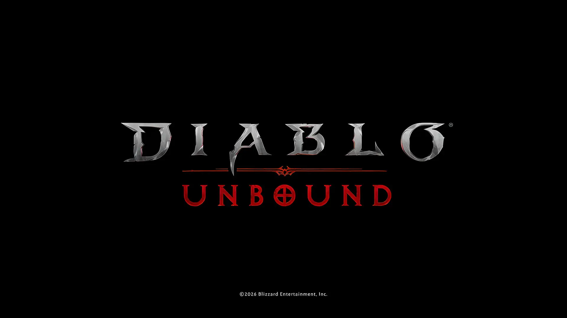 لوگوی بازی رومیزی Diablo Unbound با فونت فلزی و قرمز
