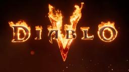 لوگوی بازی دیابلو ۵ (Diablo V) با حروف آتشین و نماد V بزرگ