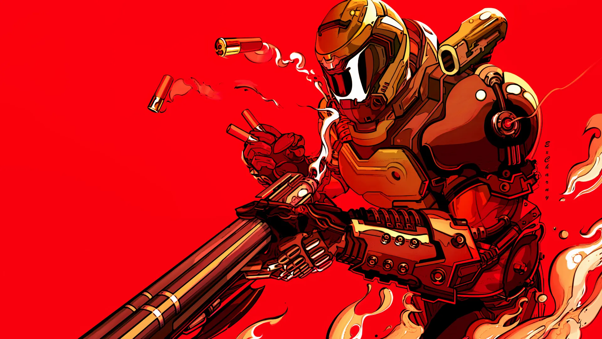 یک فن آرت زیبا و جذاب از دووم‌گای (Doomguy) در بازی DOOM Eternal