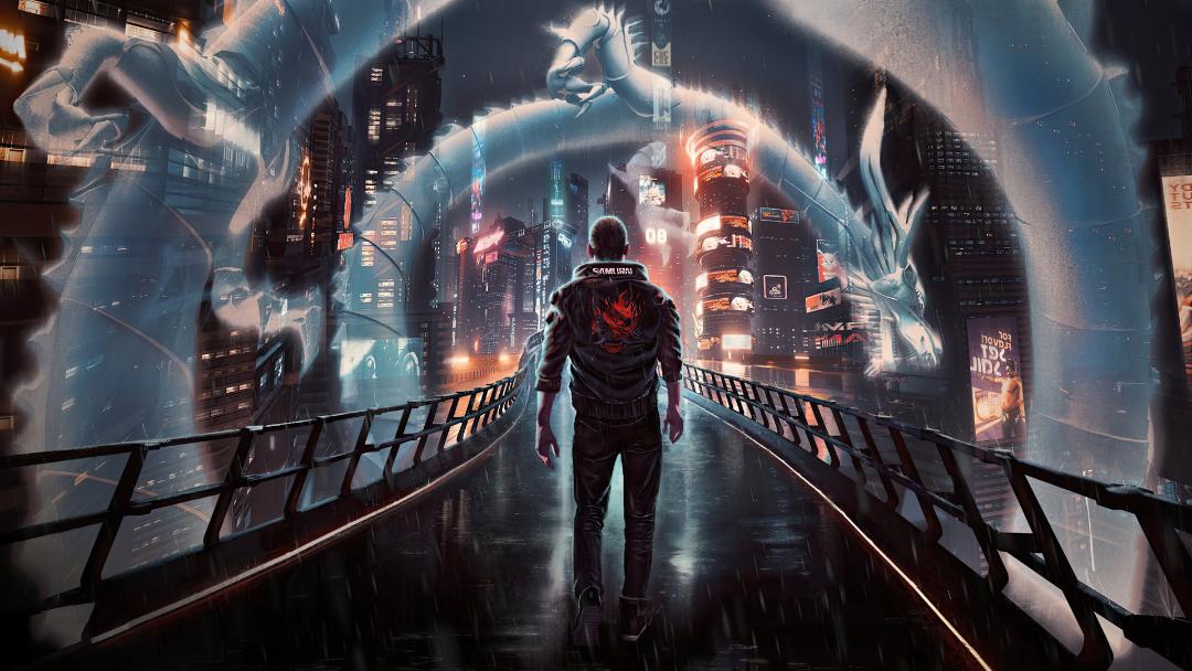 عبور V از میان حلقه‌ی اژدها در بازی Cyberpunk 2077