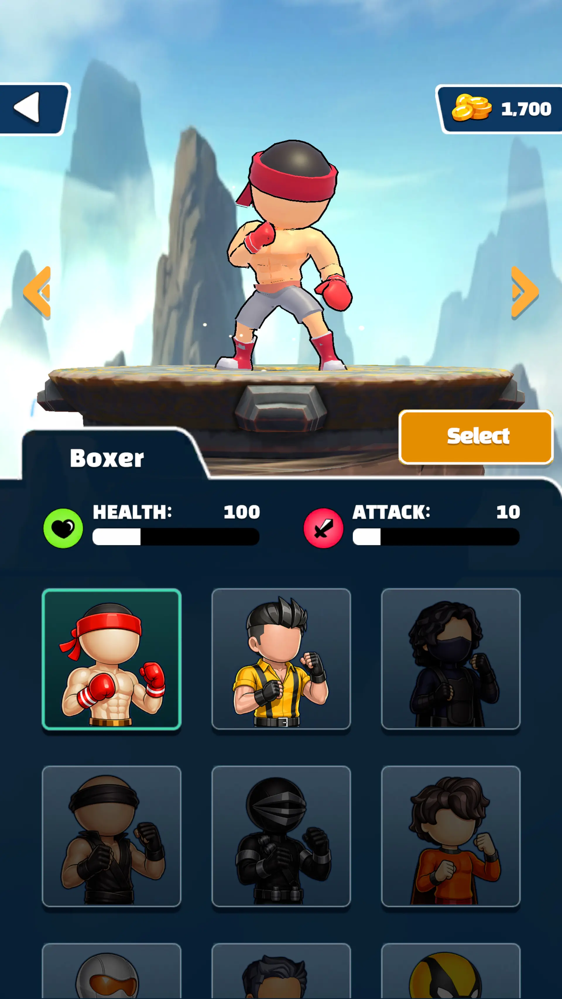 شخصیت بوکسور (Boxer) در محیط مبارزه بازی موبایل Draw Clash Hero