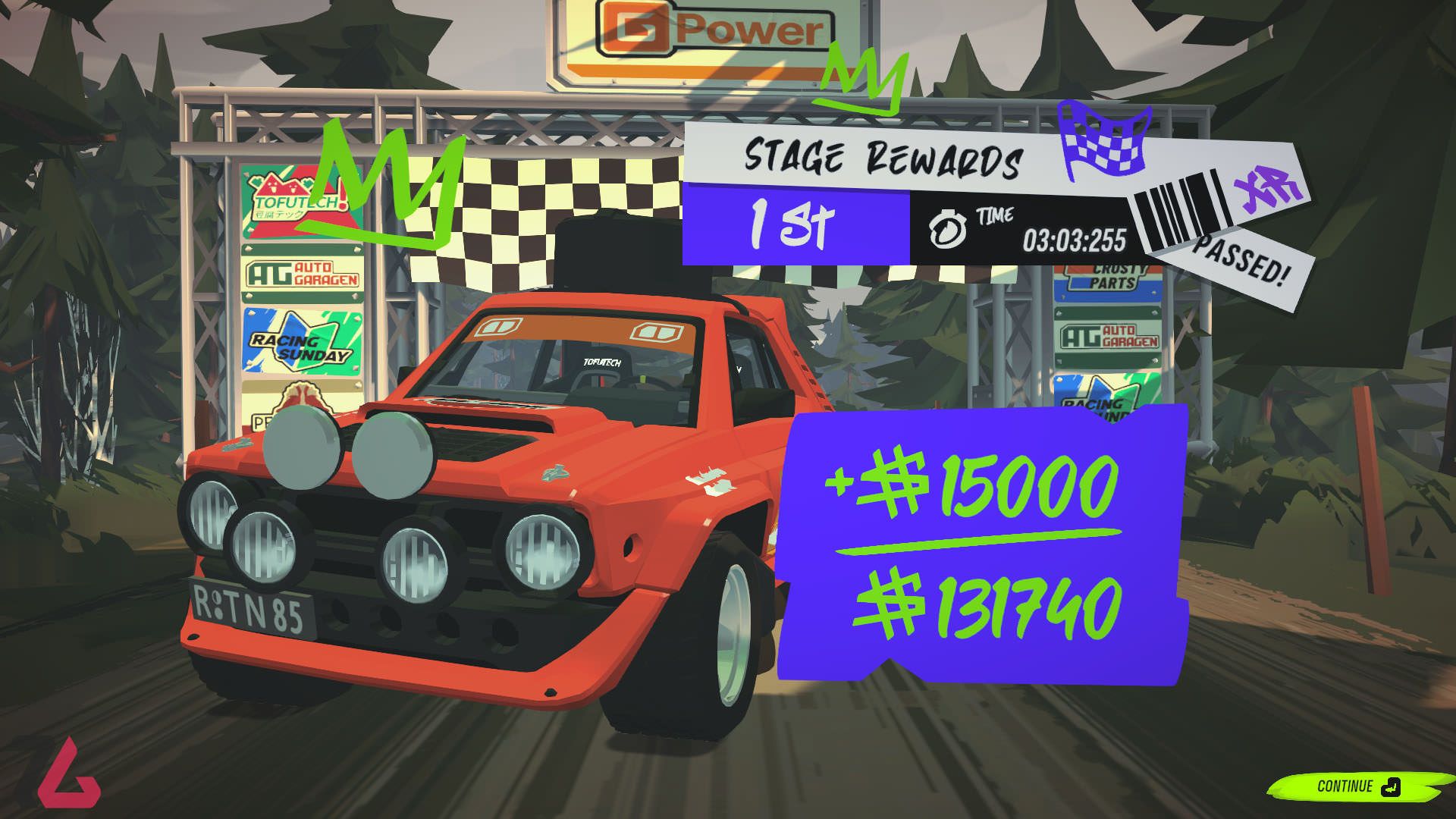 صفحه برنده شدن بازی DRIVE Rally