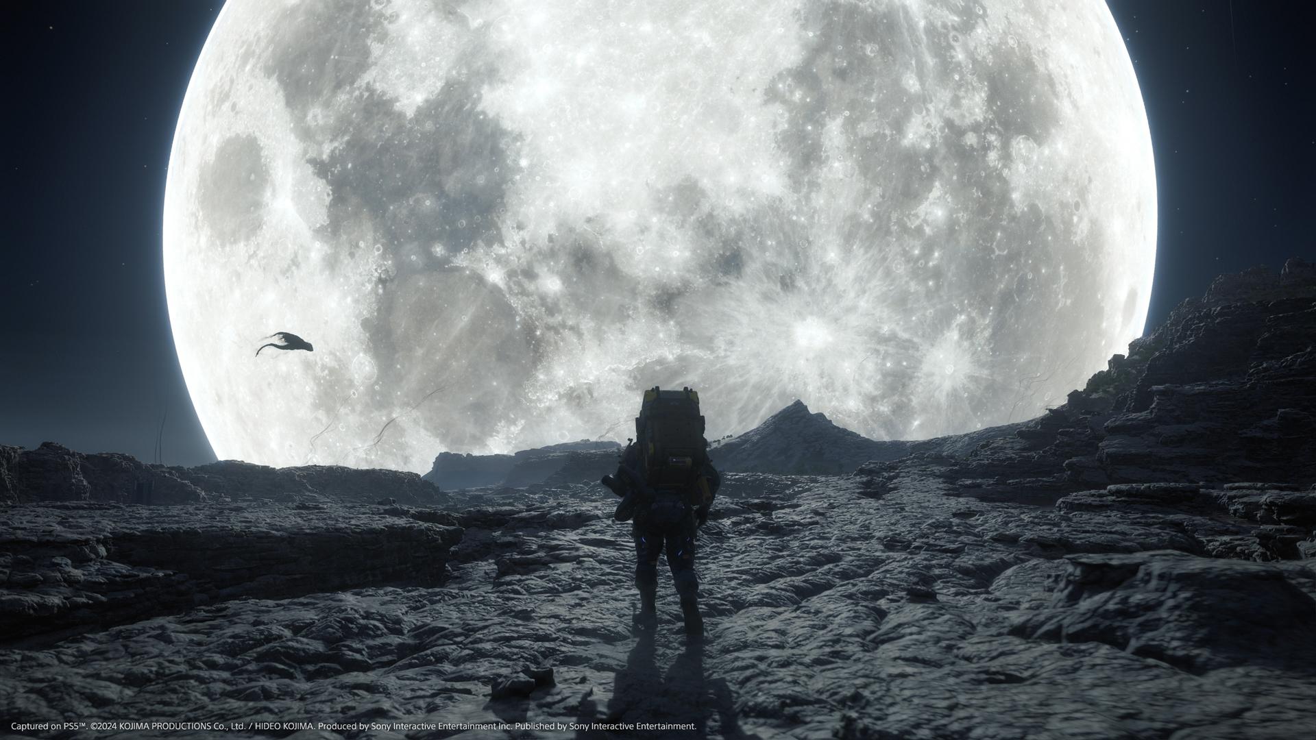 شخصیا لصلی بازی Death Stranding 2: On the Beach در پس زمینه ماه