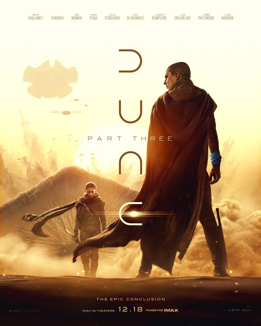 پوستر فیلم شن‌های سیاره (Dune 3) با حضور شخصیت‌های اصلی در بیابان