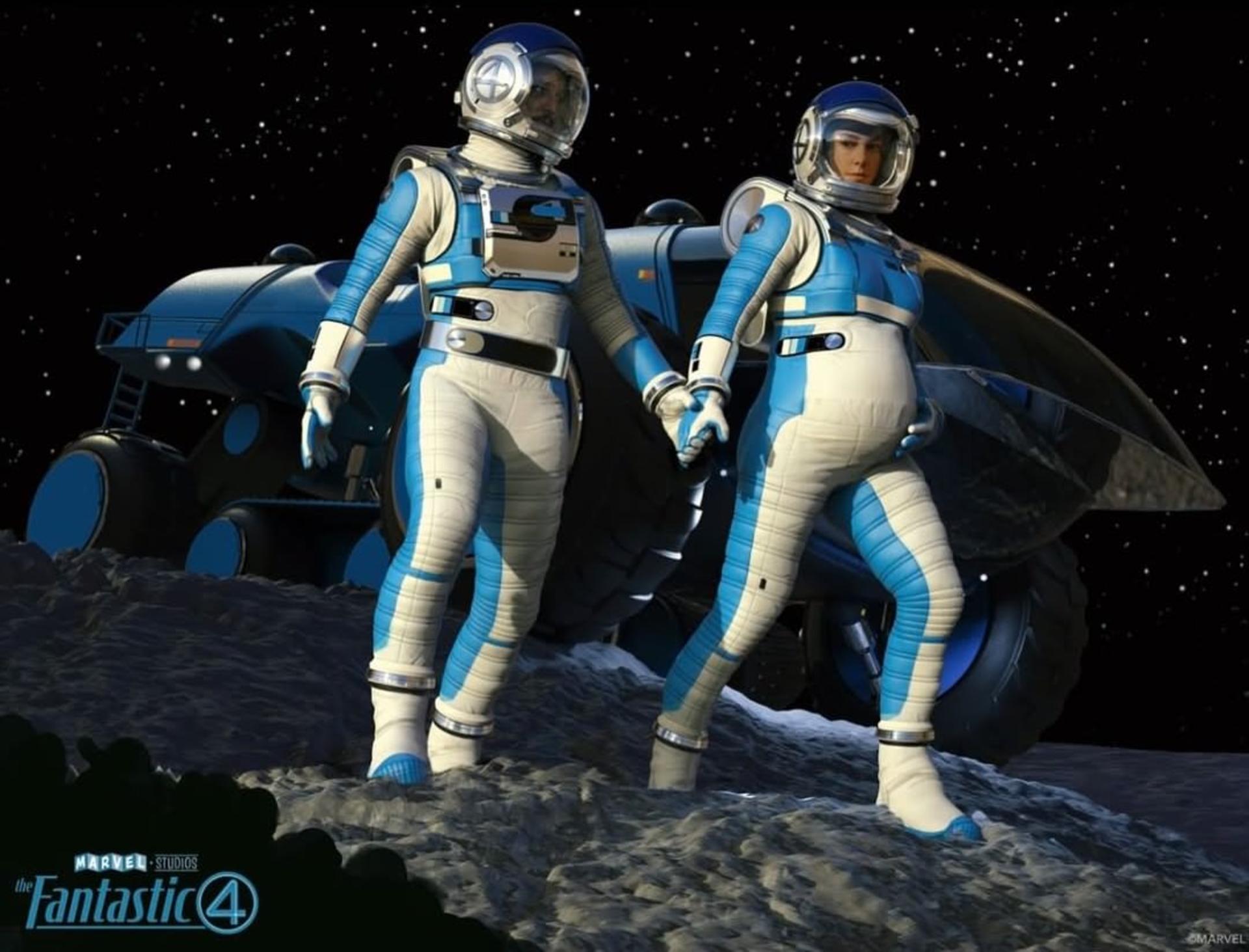 طرح اولیه لباس فضایی گروه شگفت انگیز در فیلم The Fantastic Four: First Steps