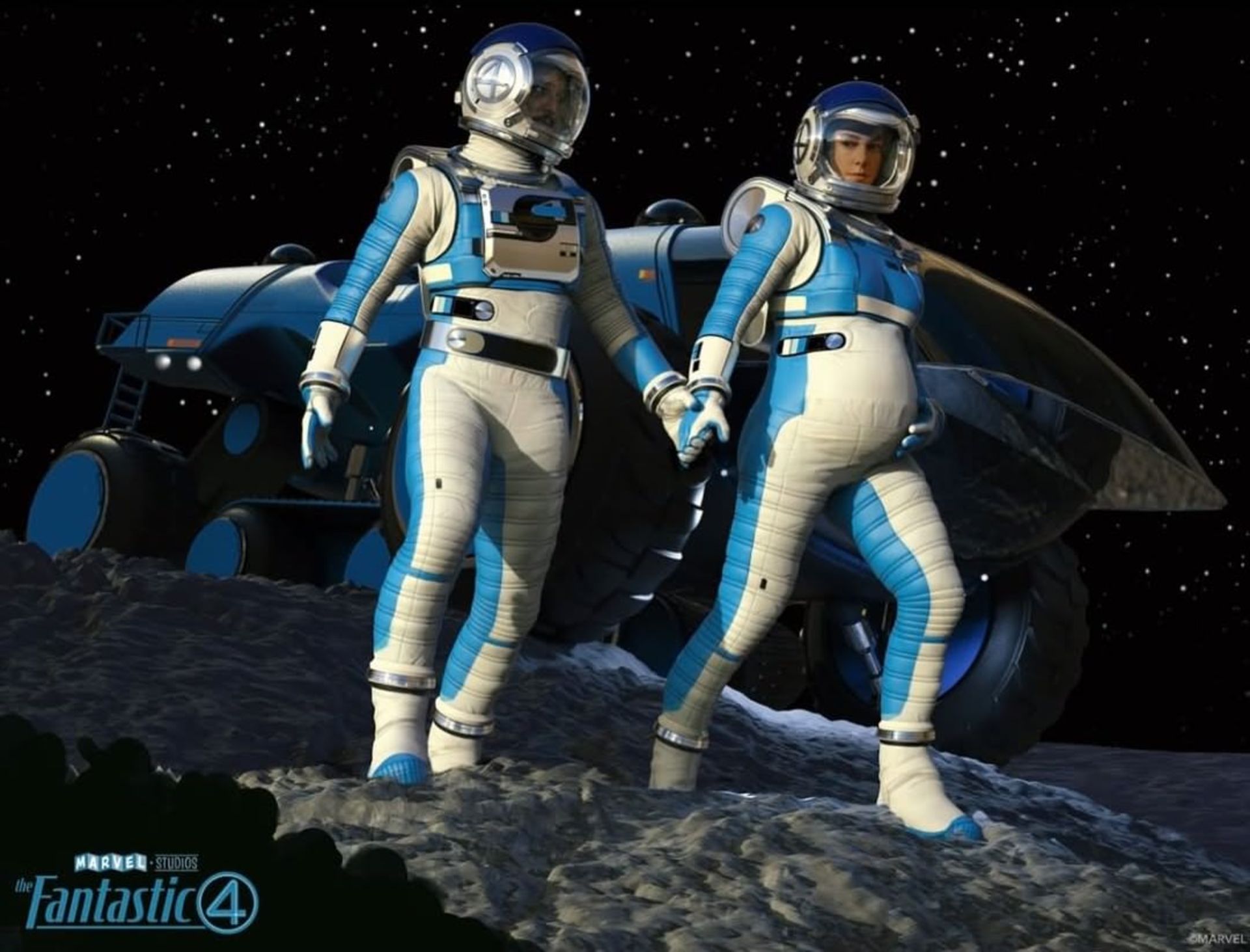 طرح اولیه لباس فضایی گروه شگفت انگیز در فیلم The Fantastic Four: First Steps