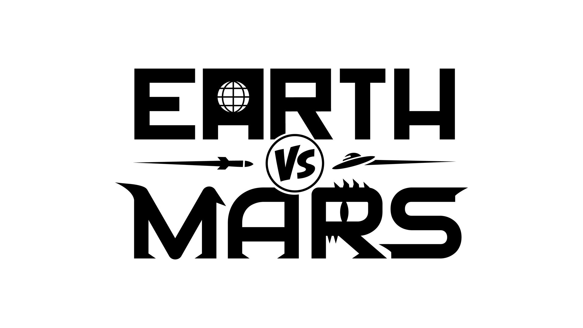 لوگوی بازی Earth vs. Mars با فونت مشکی و زمینه سفید