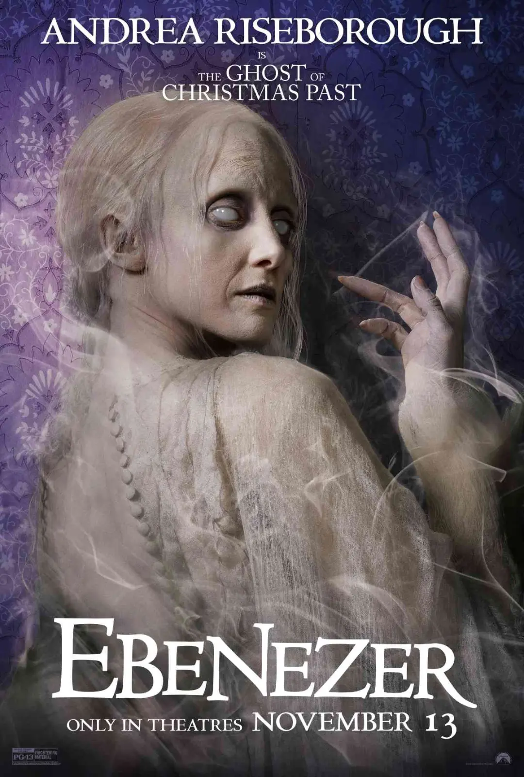 روح کریسمس گذشته (Ghost of Christmas Past) با بازی آندرهای رایزبورو (Andrea Riseborough) در فیلم Ebenezer