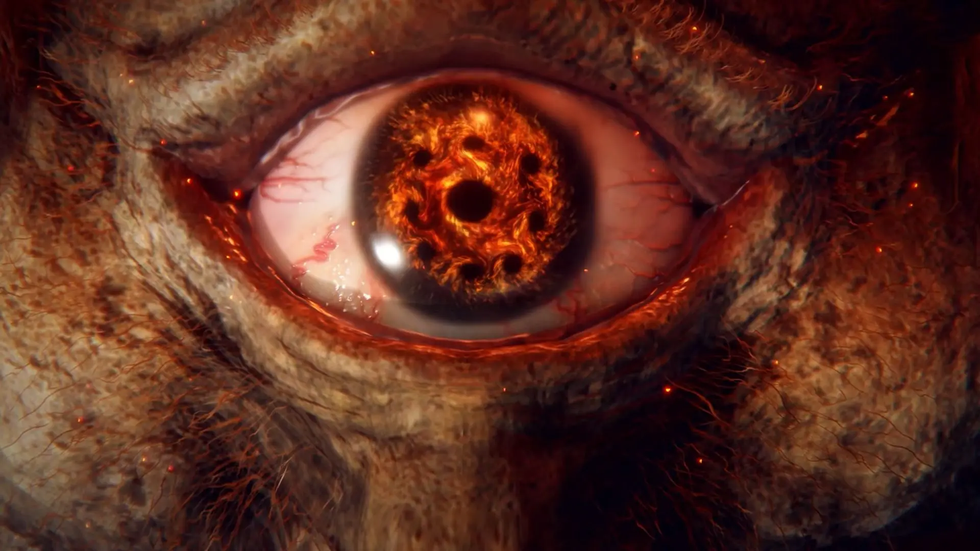 چشم غول آتشین (Fire Giant) در بازی Elden Ring با جزئیات درخشان