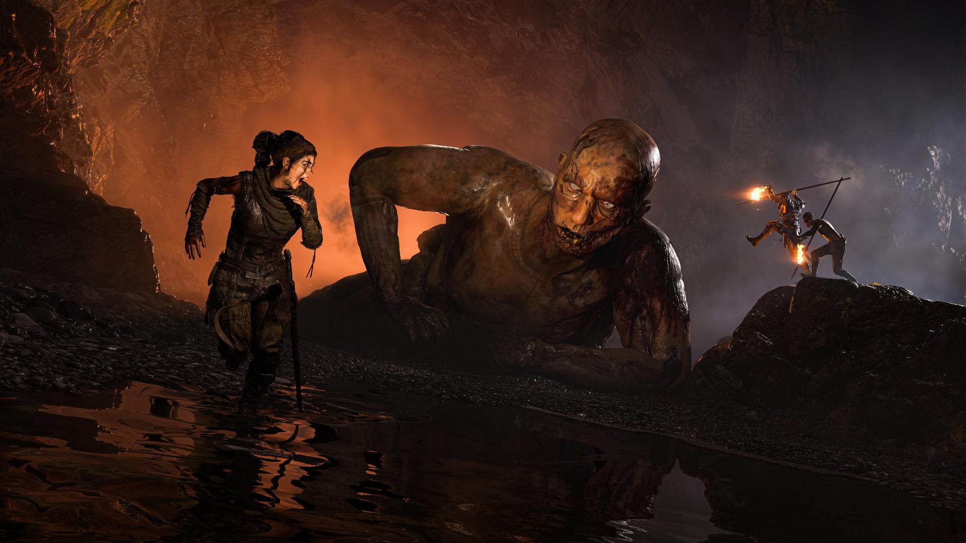 فرار کردن از یک غول عظیم‌الجثه در بازی Senua's Saga: Hellblade II