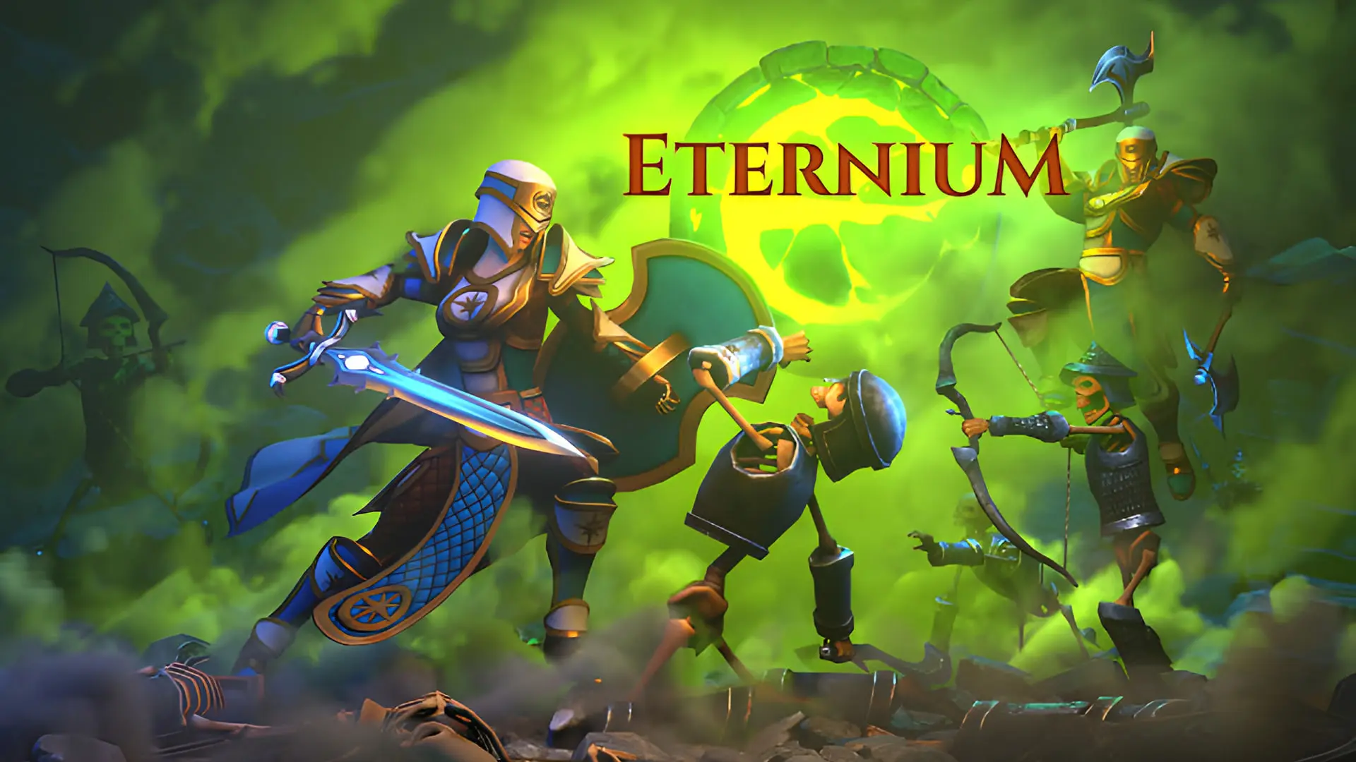 شخصیت‌های بازی Eternium در حال مبارزه با دشمنان در محیطی مه‌آلود