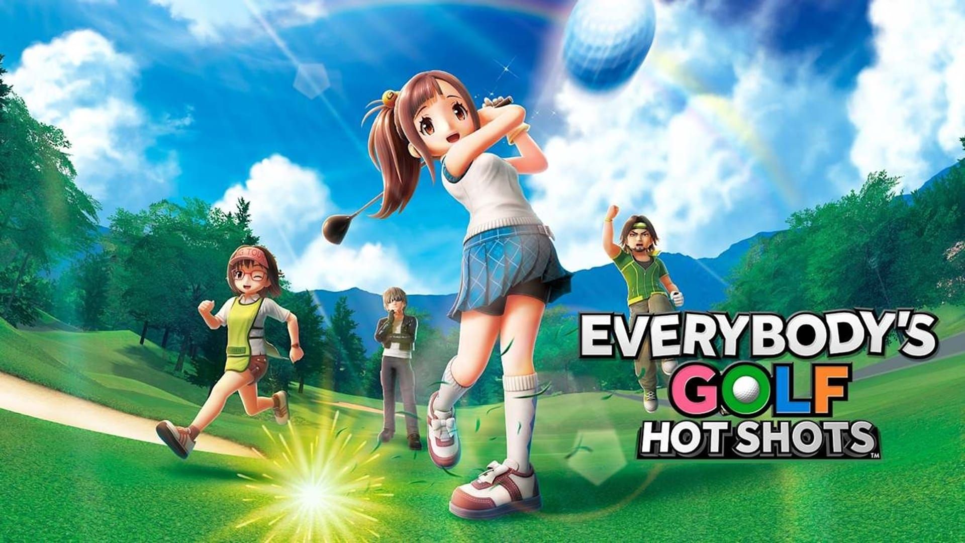 چندین شخصیت در زمین گلف در پوستر بازی Everybody's Golf Hot Shots
