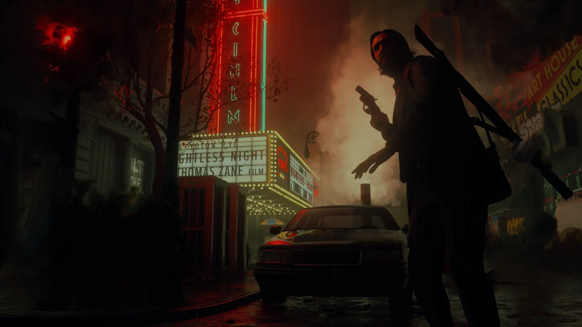 شخصیت اصلی بازی Alan Wake 2 در حال جست‌وجوی شهر