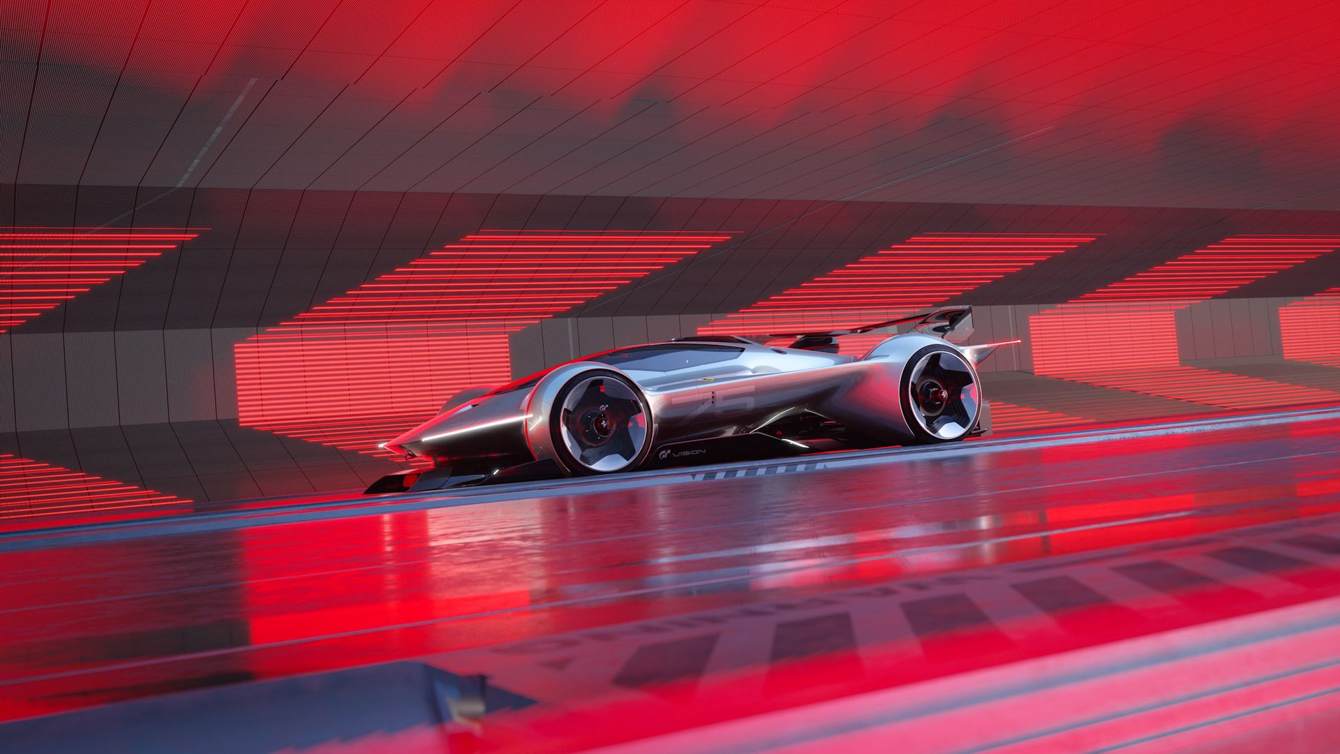 نمای کناری خودروی Ferrari Vision Gran Turismo در بازی Gran Turismo 7