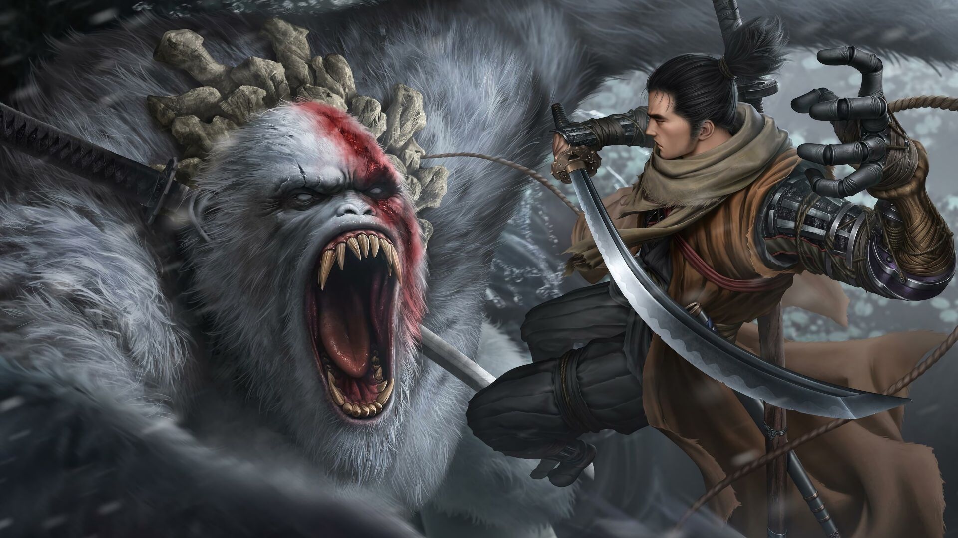 مبارزه با میمون نگهبان (Guardian Ape) در بازی Sekiro: Shadows Die Twice