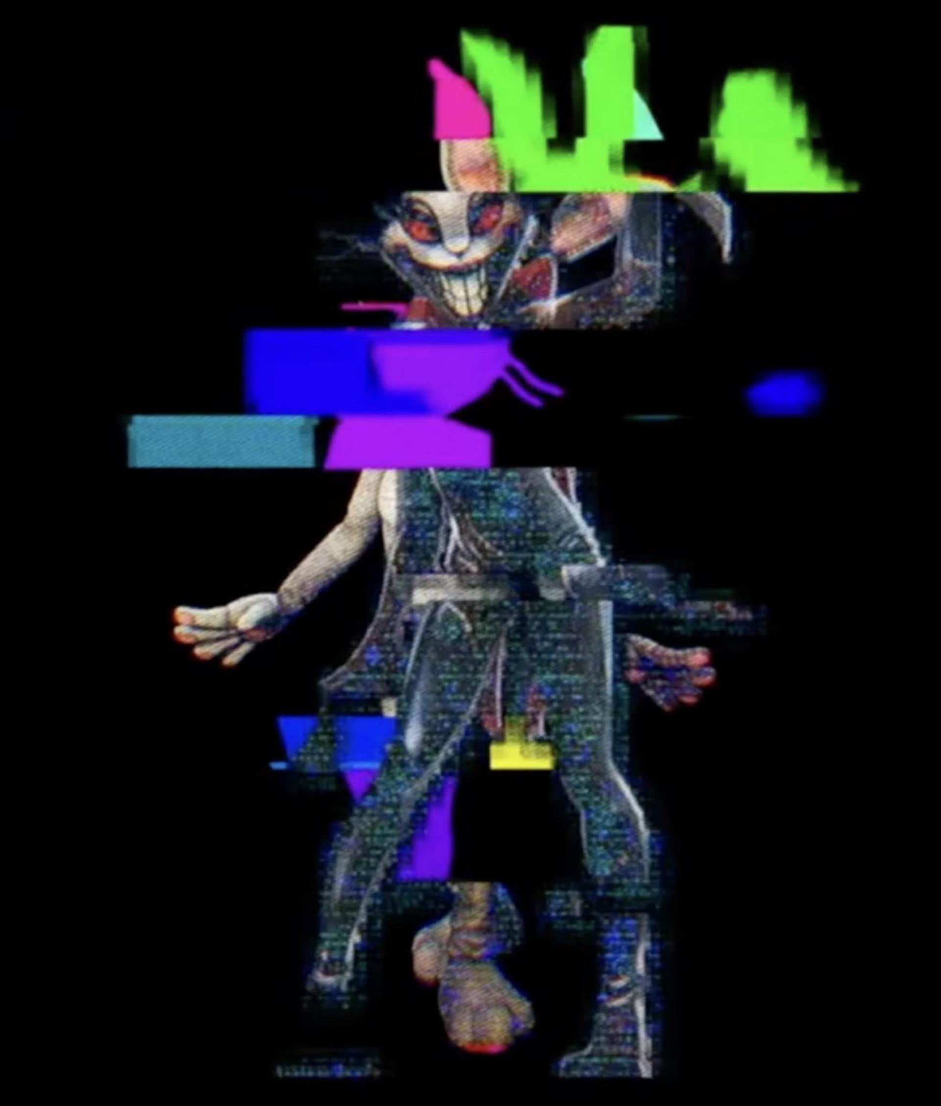 شخصیت دیجیتالی با افکت گلیچ از بازی Five Nights at Freddy's