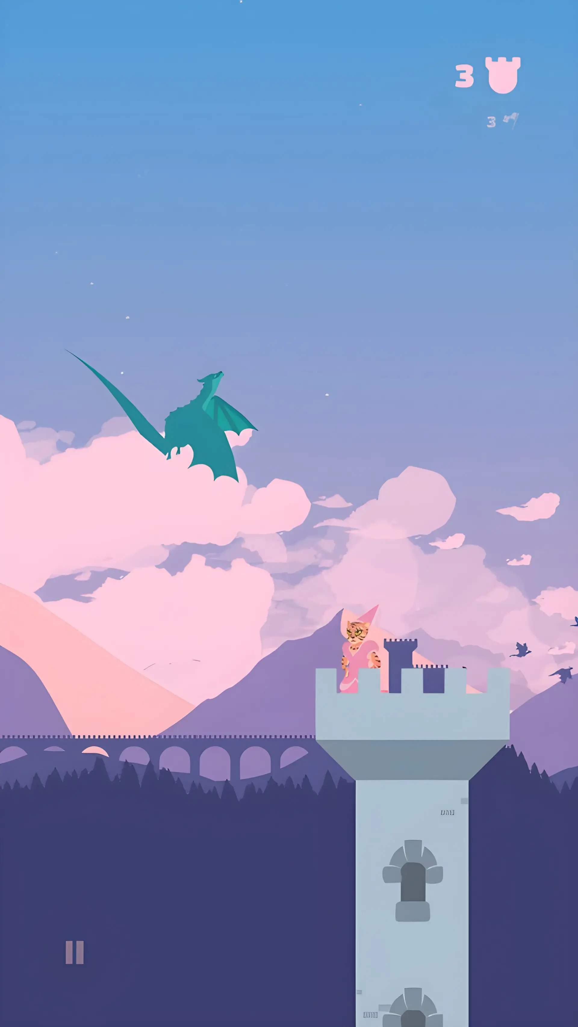 اژدهای سبز (Green Dragon) در حال پرواز در آسمان Flappy Dragon