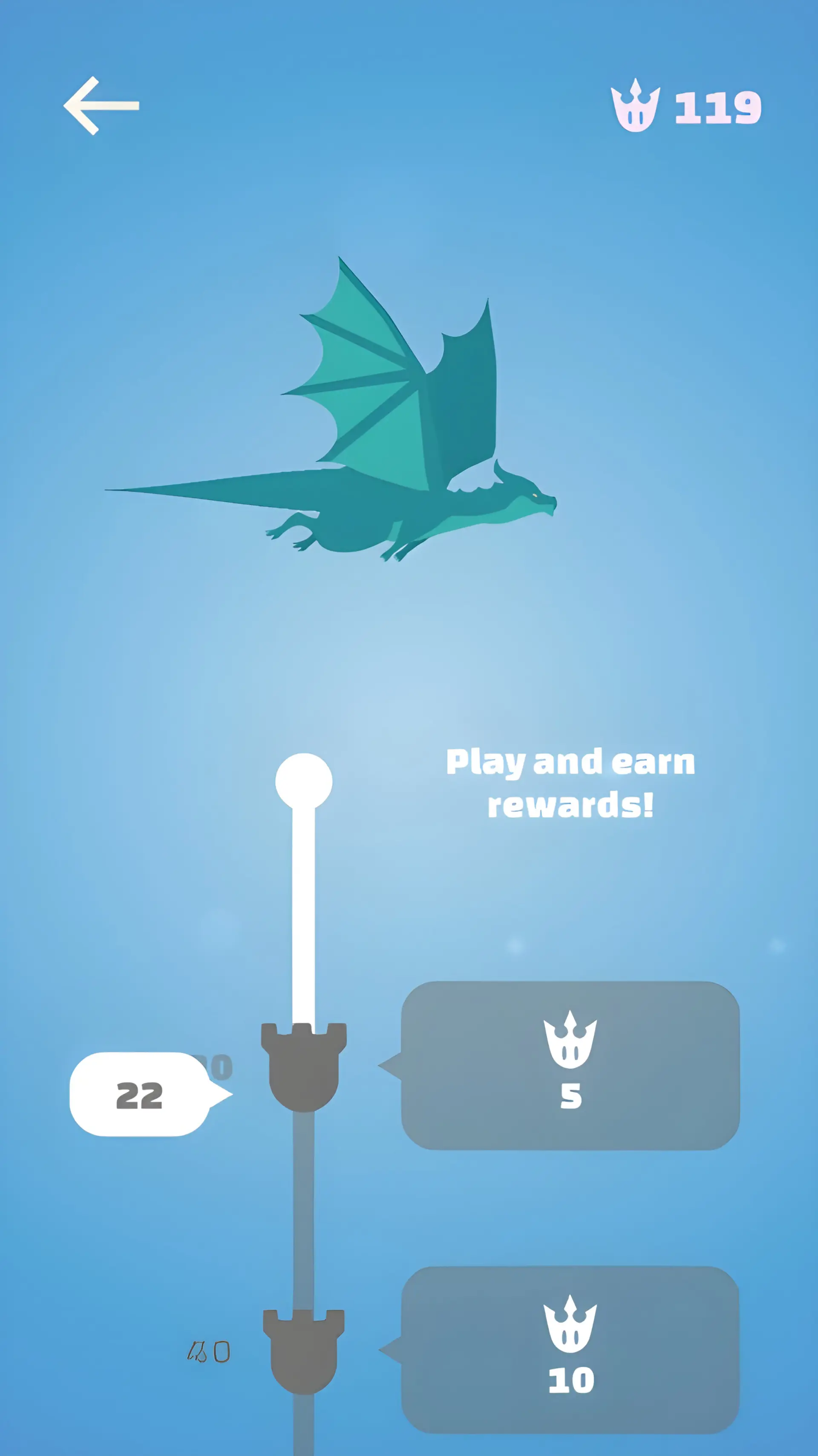 اژدهای سبز در محیط بازی موبایل Flappy Dragon (Flappy Dragon)