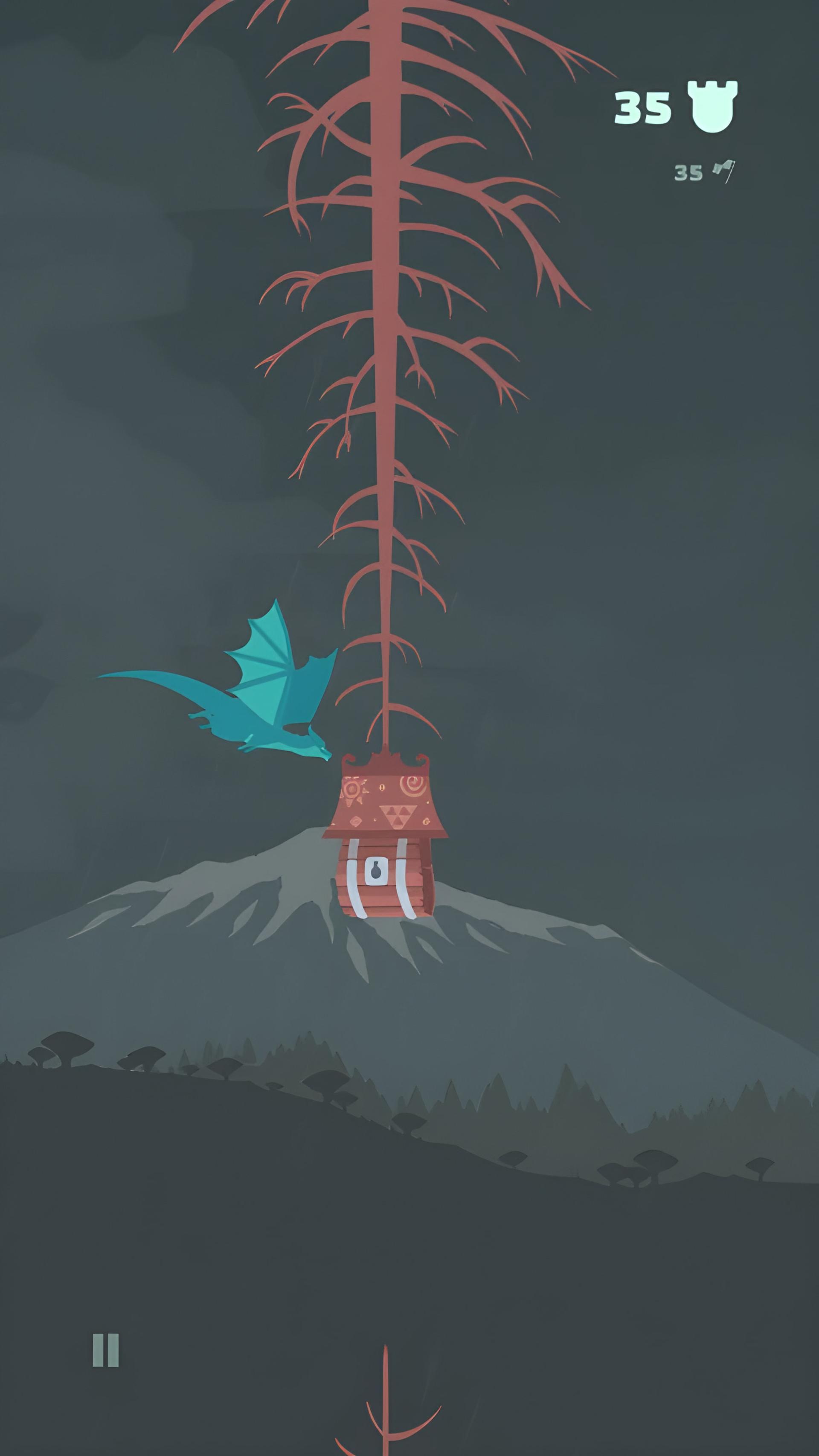 اژدهای آبی (Blue Dragon) در حال پرواز در بازی Flappy Dragon