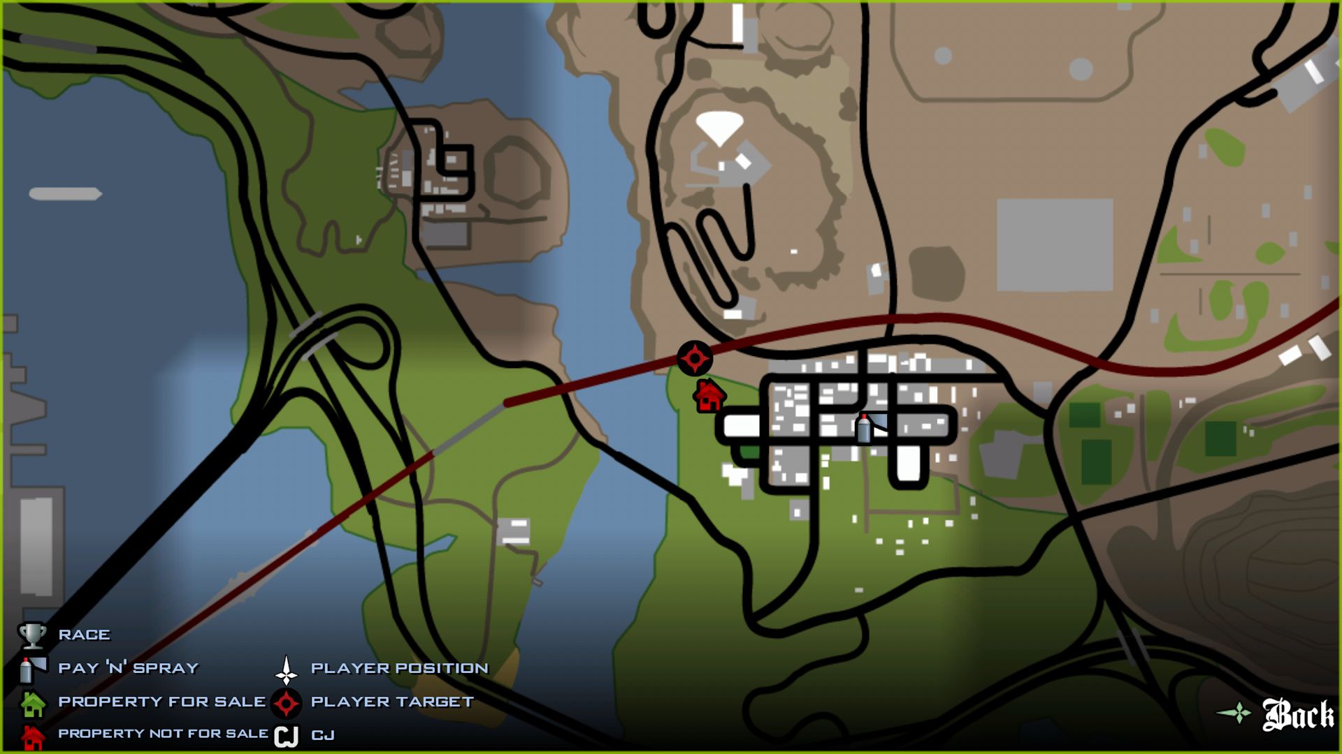 تونل فورچ کارسون (Fort Carson Tunnel) در بازی جی‌تی‌ای سن آندریاس (GTA: San Andreas) روی نقشه