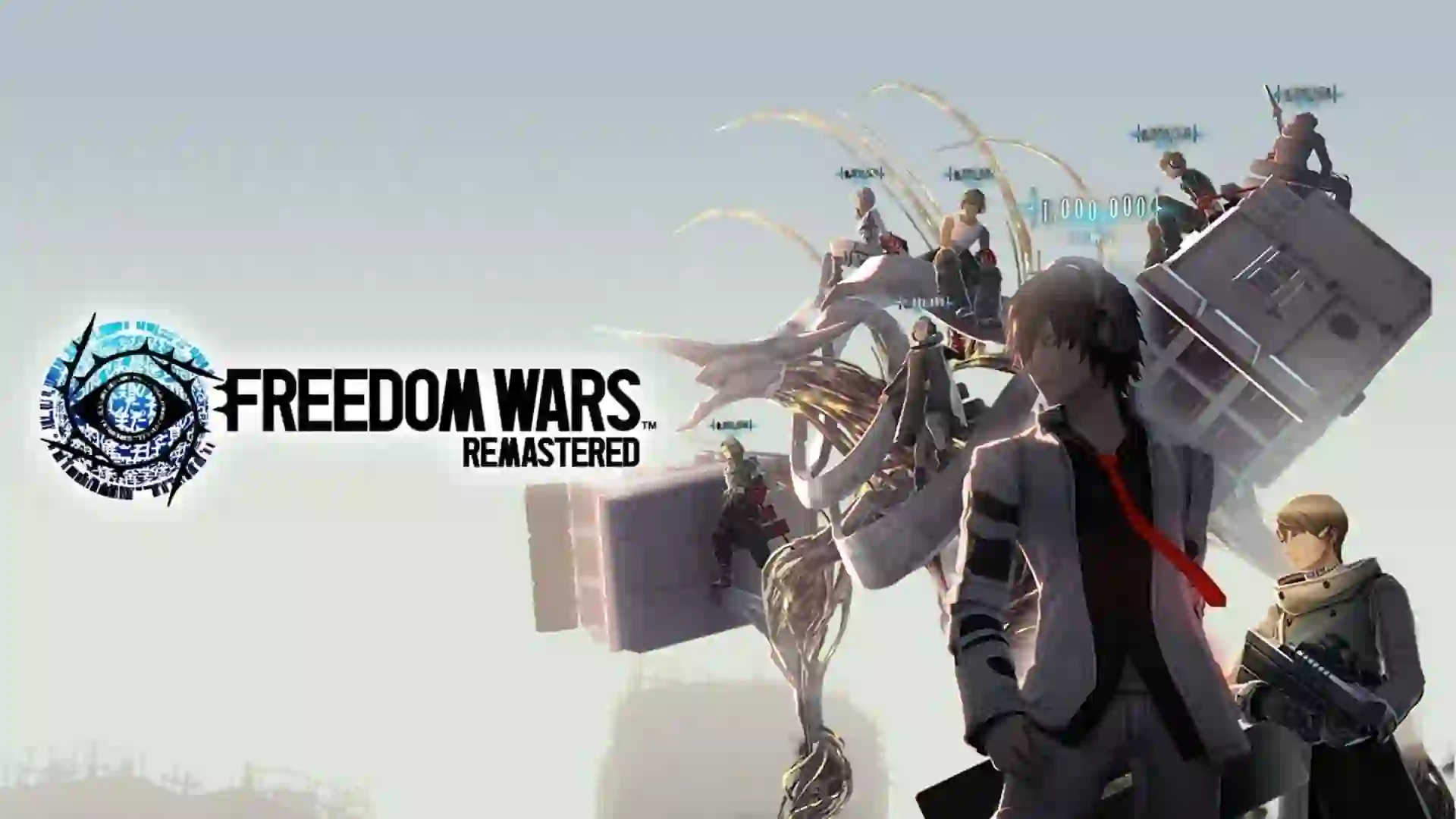 شخصیت اصلی و چندین همراهش در پوستر بازی Freedom Wars Remastered