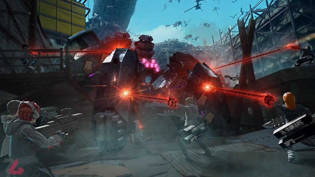 مبارزه با یک دشمن غول‌پیکر در کات‌سین بازی Freedom Wars Remastered