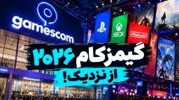بنرهای برندهای پلی‌استیشن (PlayStation)، ایکس‌باکس (ایکس باکس) و نینتندو (Nintendo) در سالن نمایشگاه گیمزکام