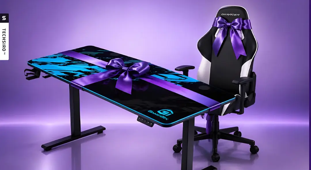 میز و صندلی گیمینگ (Gaming) با روبان بنفش در کمپین تک سیرو