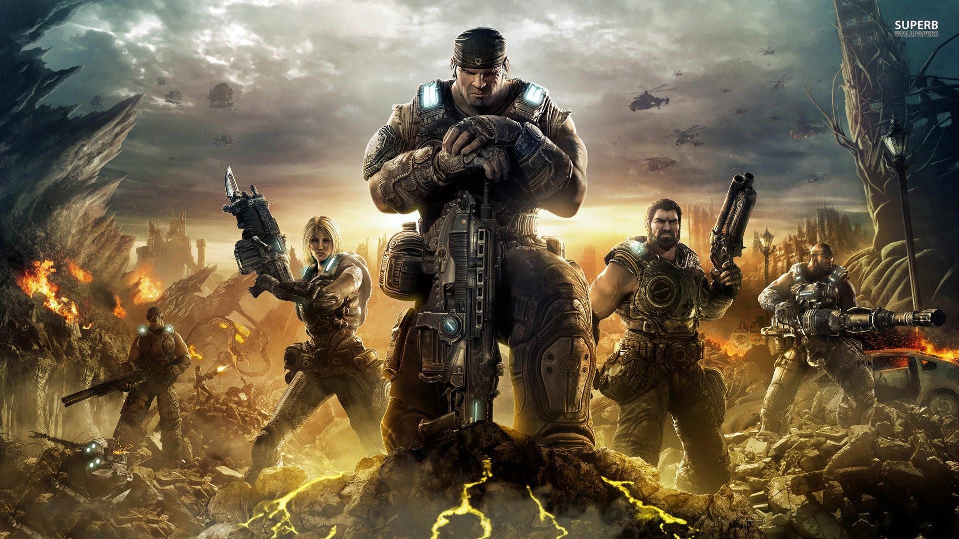 مارکوس فینیکس و یارانش در بازی Gears of War