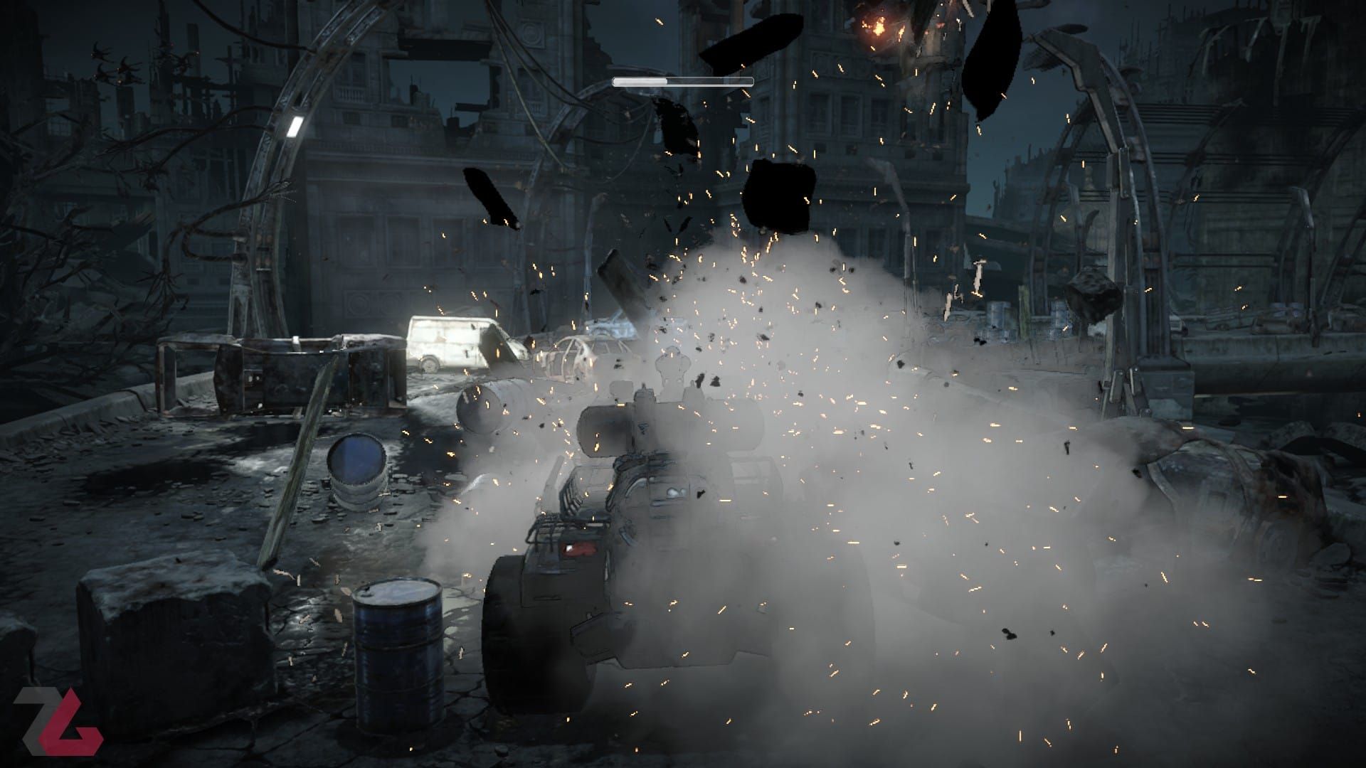استفاده از یک وسیله نقلیه و جلوه‌های بصری زیبا در بازی Gears of War Reloaded