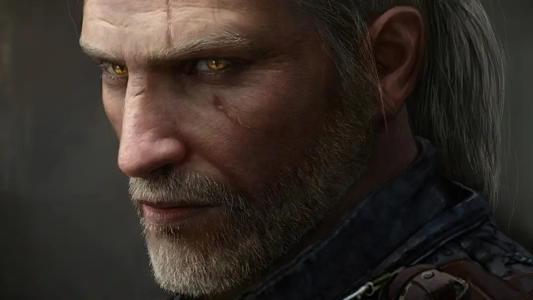 نمای نزدیک از چهره گرالت (Geralt) در بازی The Witcher 3 Wild Hunt