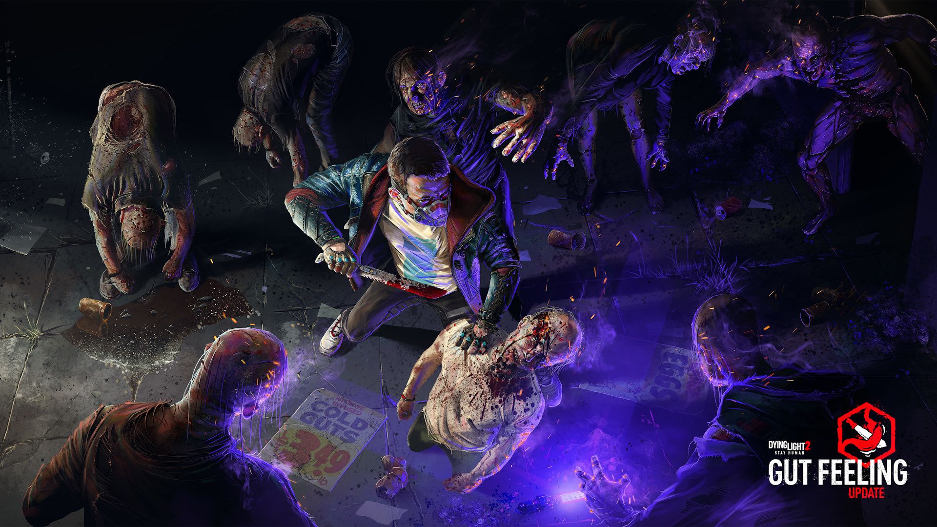 احاطه شدن شخصیت اصلی بازی Dying Light 2 Stay Human توسط زامبی‌ها