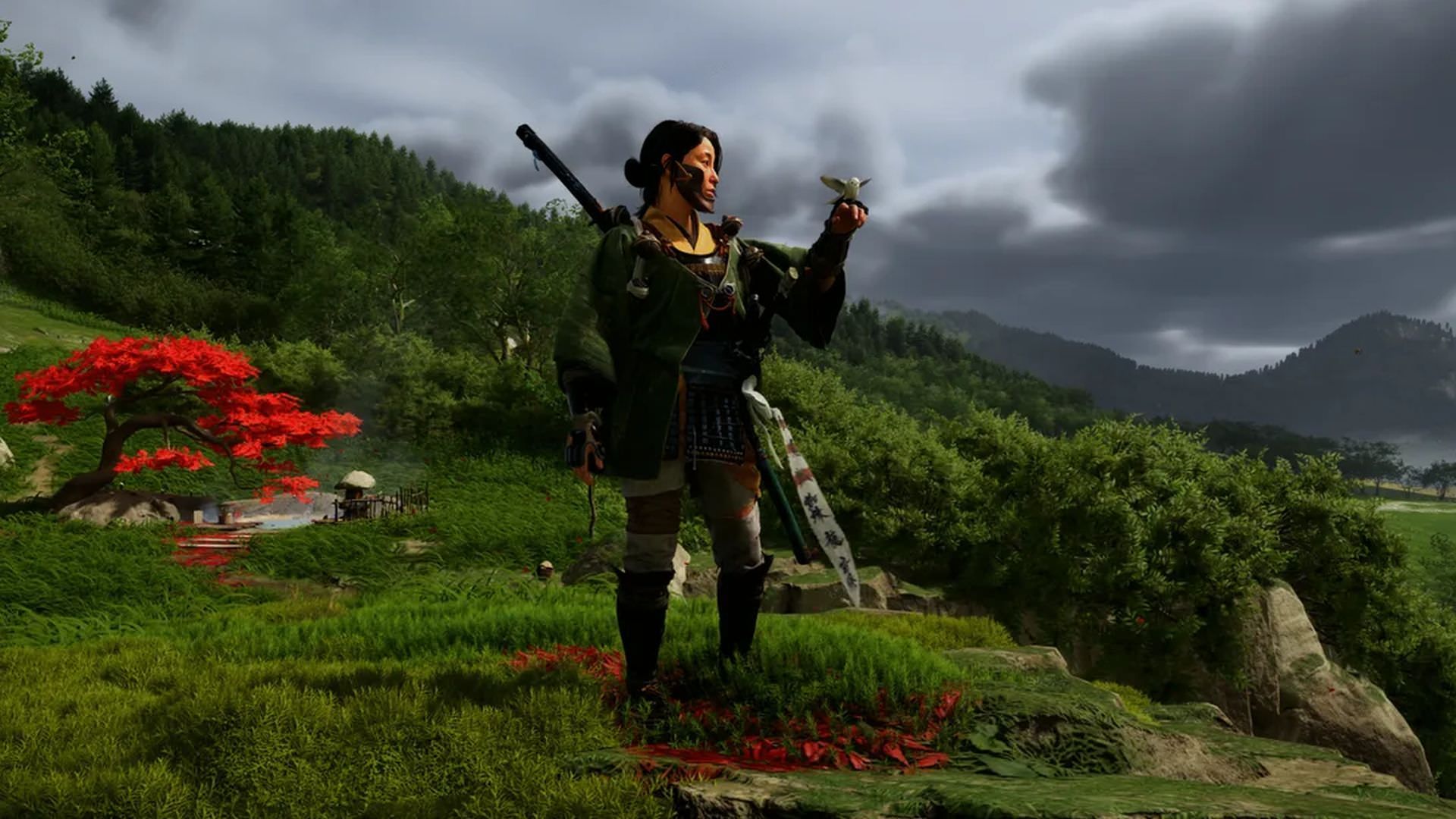 شخصیت بازی Ghost of Yōtei با پرنده