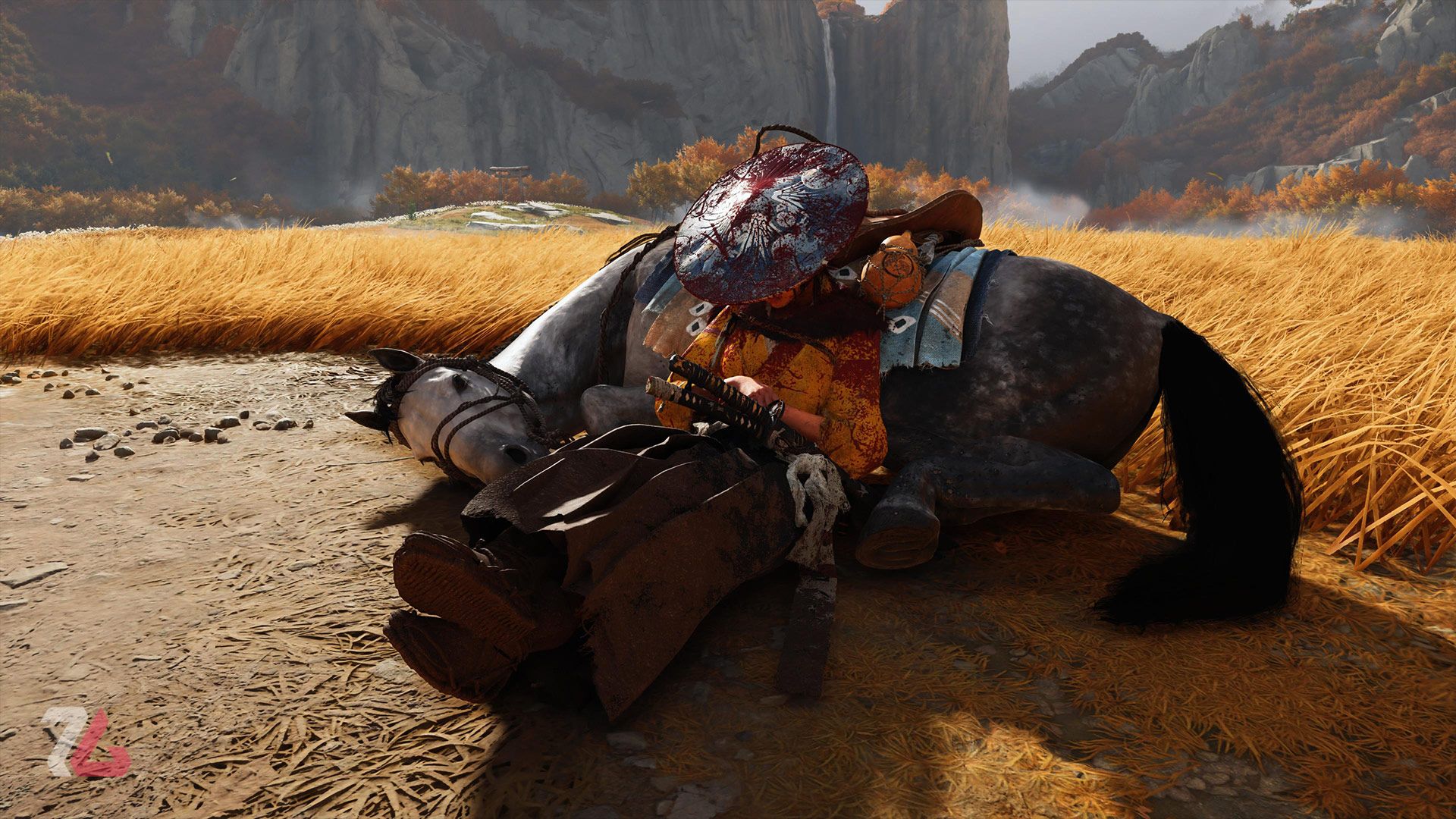 تکیه آتسو به اسب خود در بازی گوست آو یوته