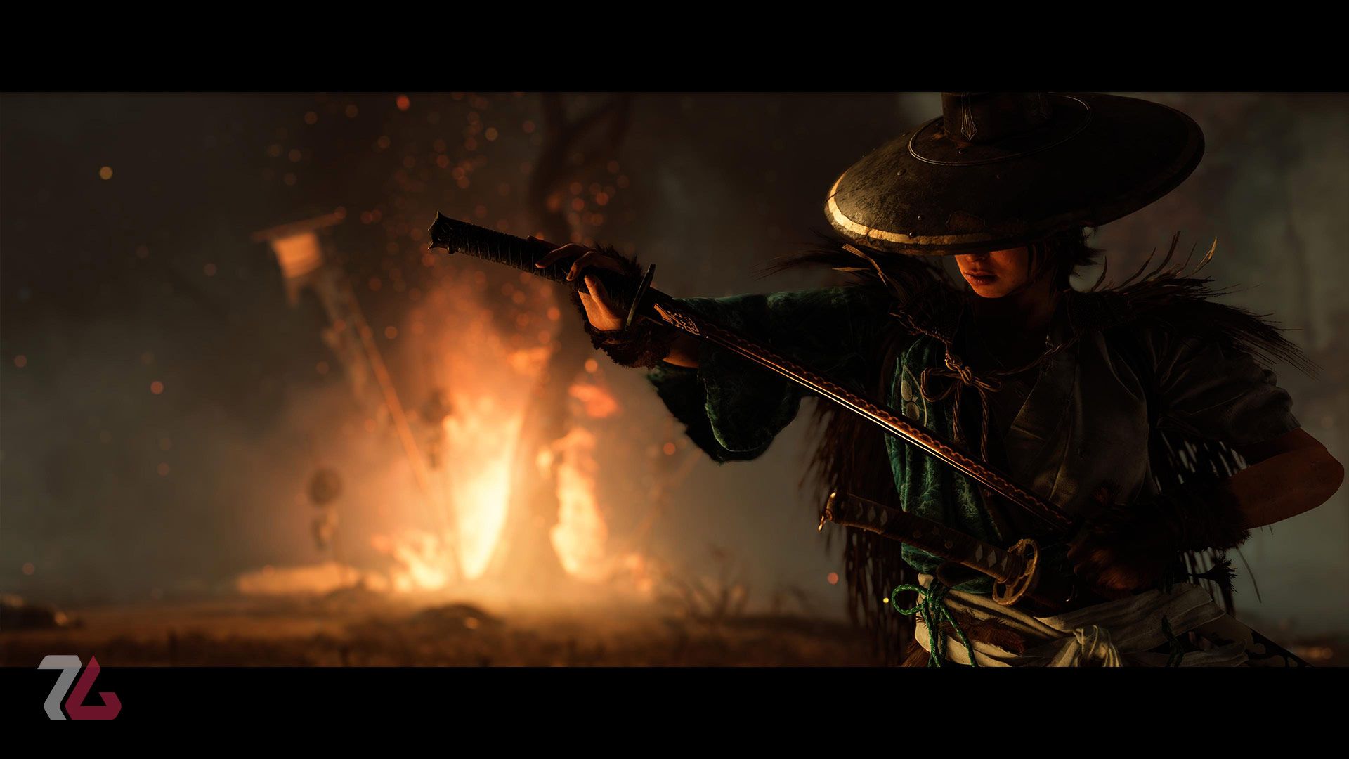 بیرون کشیدن شمشیر برای مبارزه با دشمن در بازی گوست آو یوته کنسول PS5